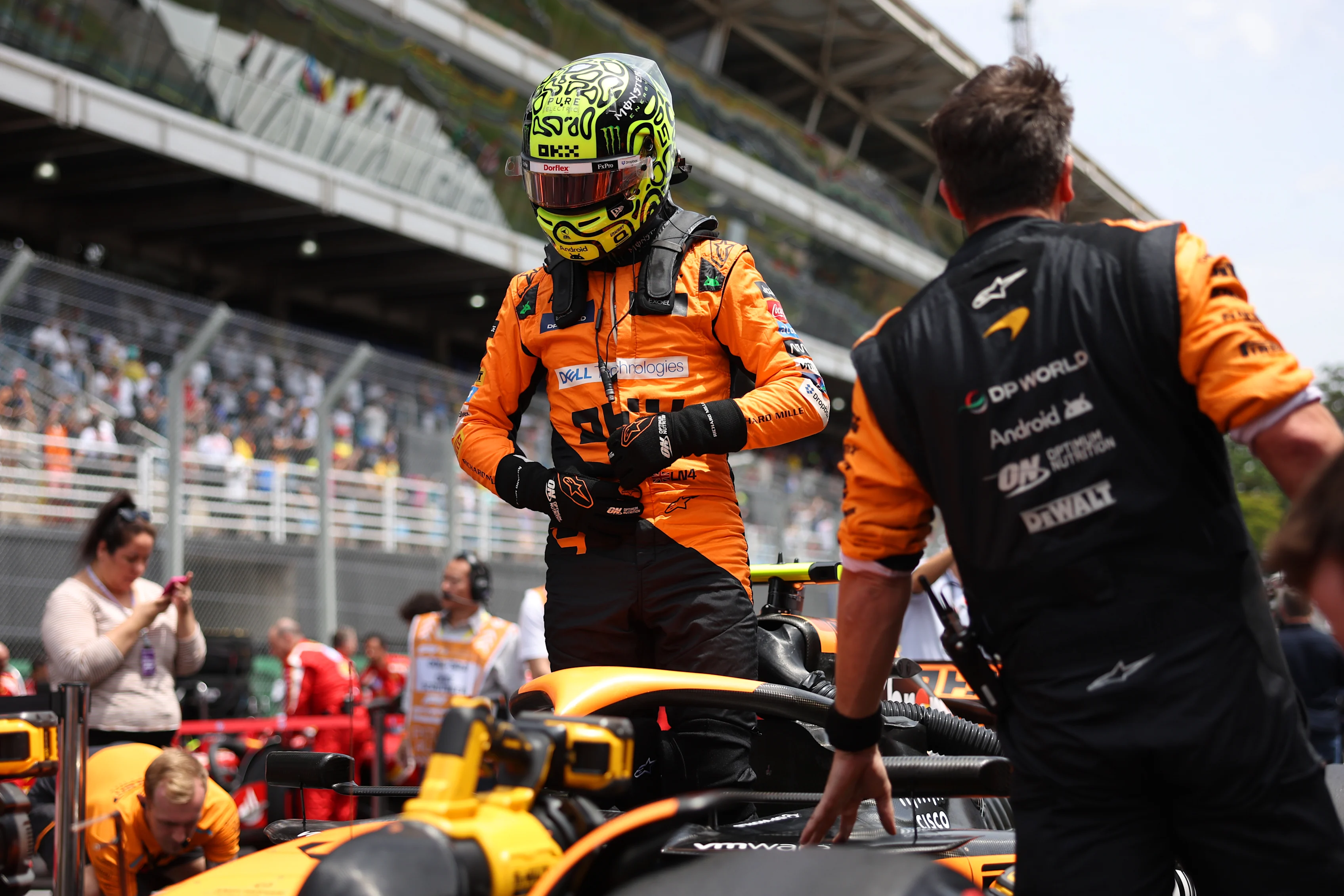 SAO PAULO, BRAZIL - NOVEMBER 02: Lando Norris of Great Britain and McLaren prepares to drive on the