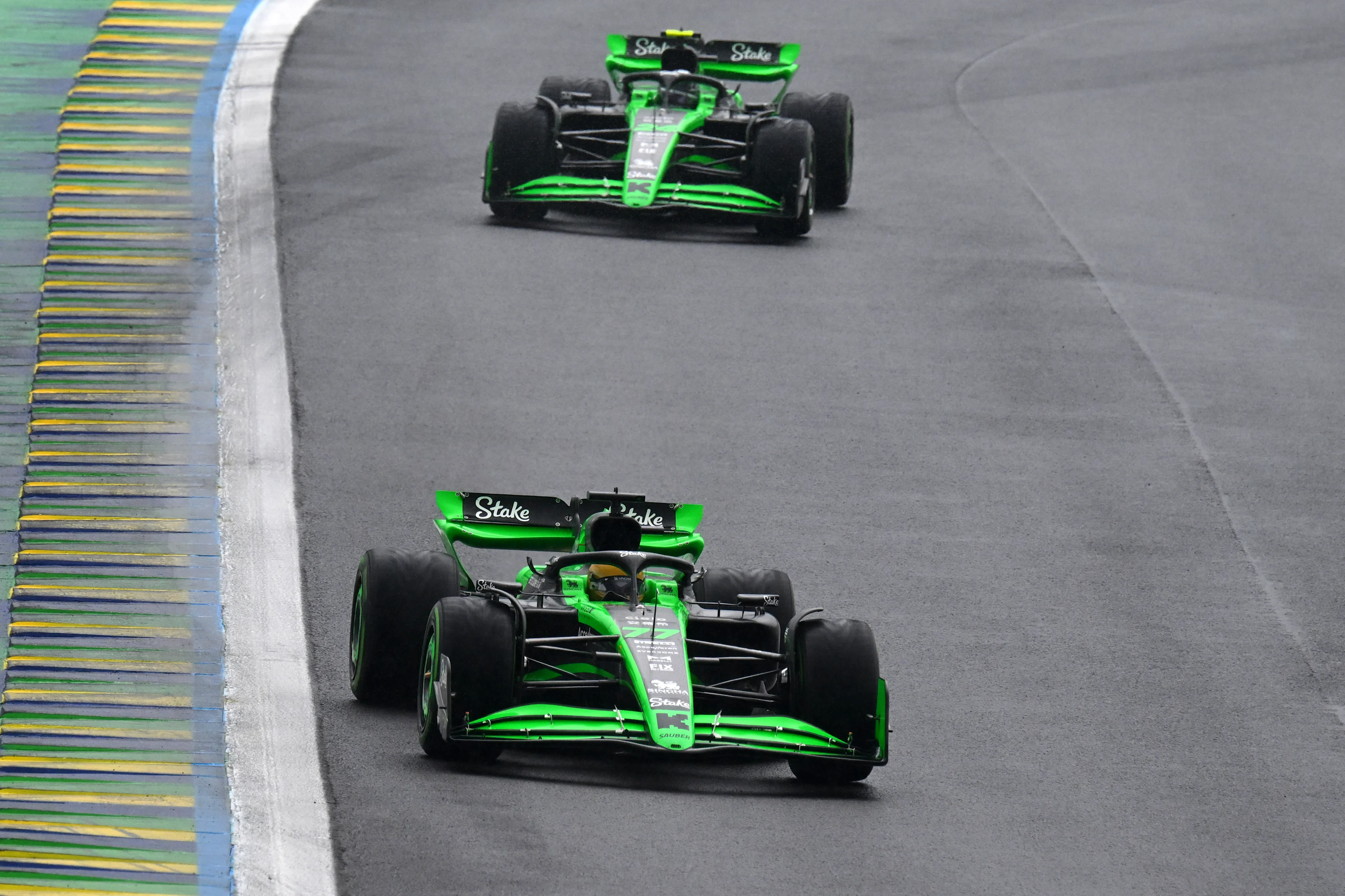 SAO PAULO, BRAZIL - NOVEMBER 03: Valtteri Bottas of Finland driving the (77) Kick Sauber C44