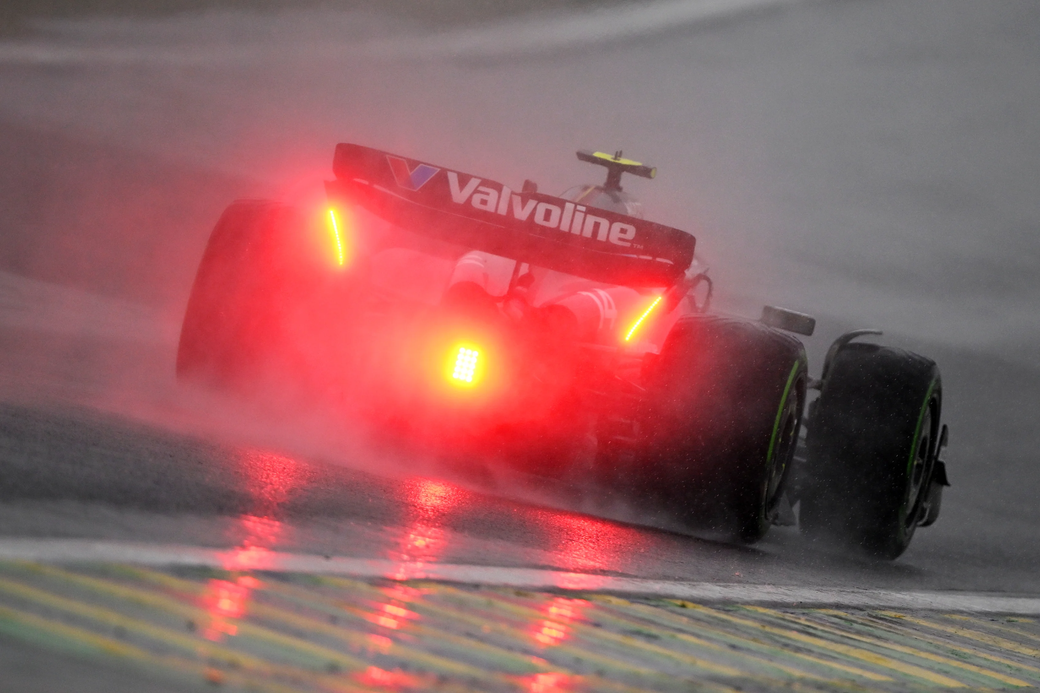 SAO PAULO, BRAZIL - NOVEMBER 03: Fernando Alonso of Spain driving the (14) Aston Martin AMR24 Mercedes on track during the F1 Grand Prix of Brazil at Autodromo Jose Carlos Pace on November 03, 2024 in Sao Paulo, Brazil. (Photo by Clive Mason/Getty Images)