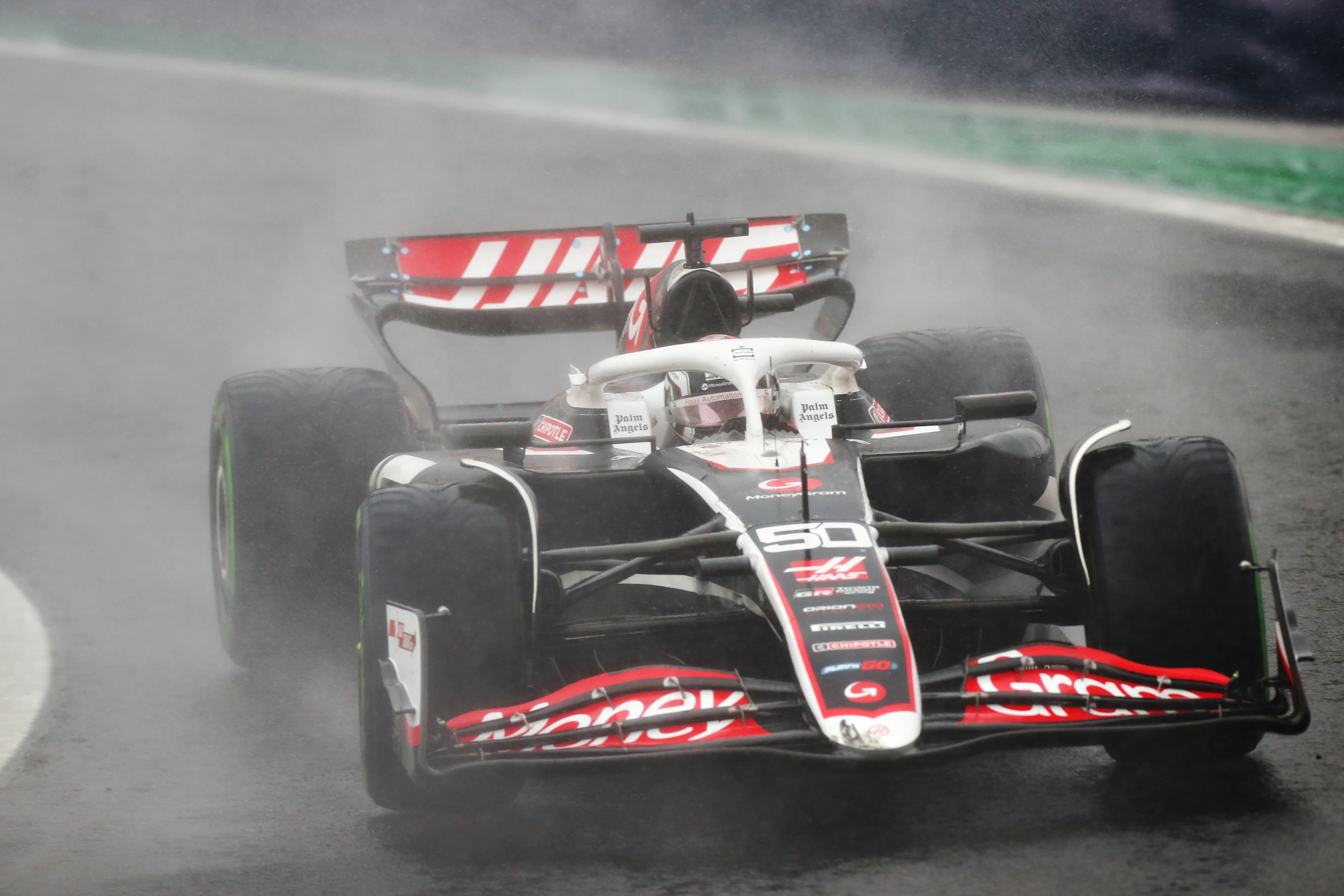 SAO PAULO, BRAZIL - NOVEMBER 03: Oliver Bearman driving the (50) Haas F1 VF-24 Ferrari on track during the F1 Grand Prix of Brazil at Autodromo Jose Carlos Pace on November 03, 2024. (Photo by Peter Fox - Formula 1/Formula 1 via Getty Images)