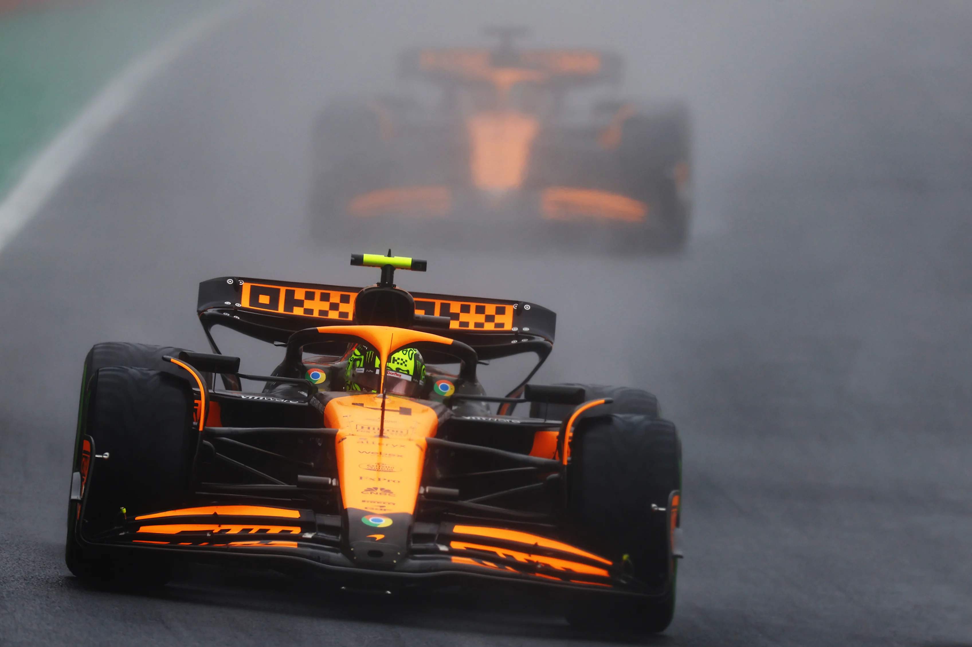 SAO PAULO, BRAZIL - NOVEMBER 03: Lando Norris of Great Britain driving the (4) McLaren MCL38