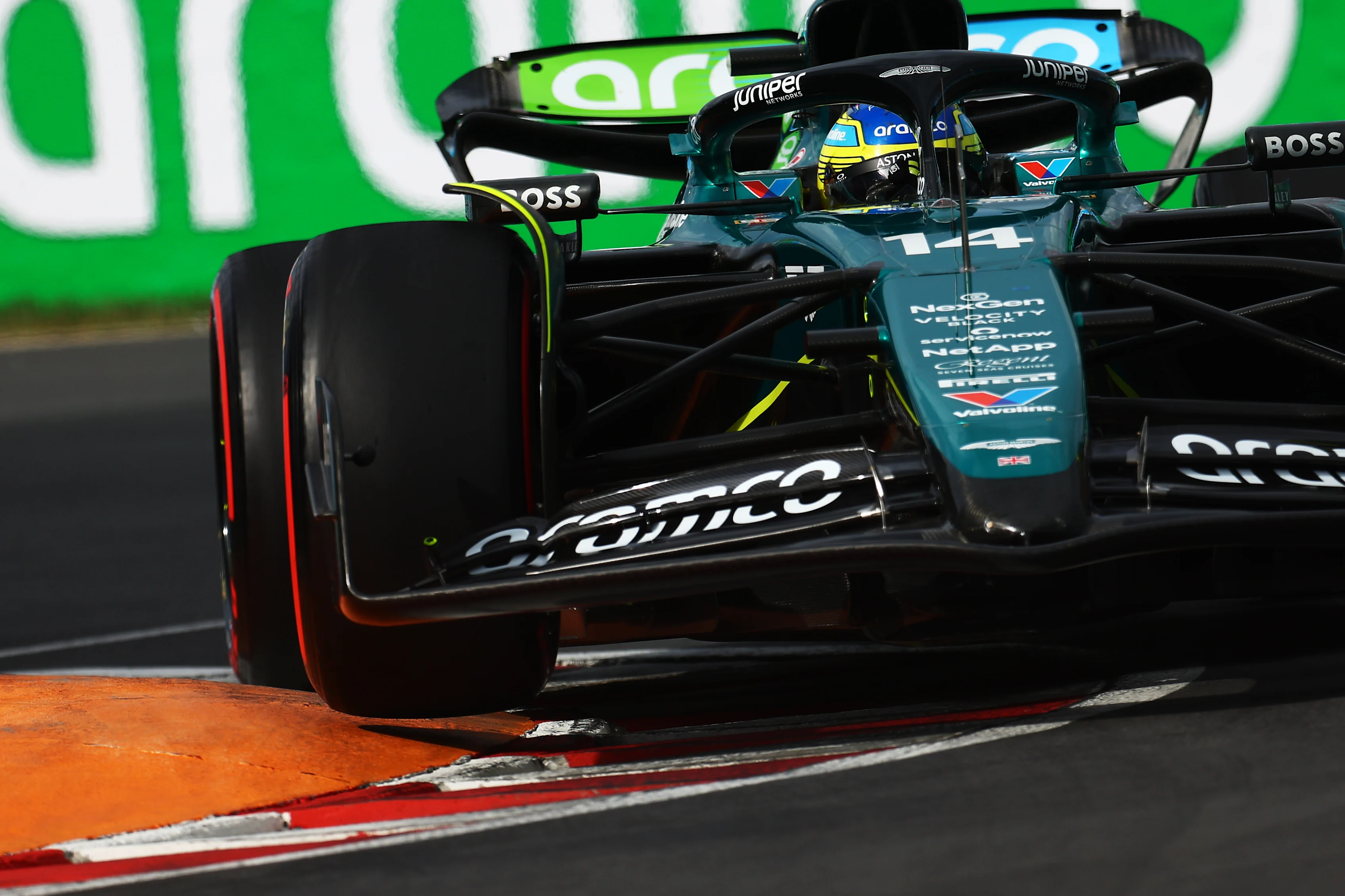 MONTREAL, QUEBEC - JUNE 08: Fernando Alonso of Spain driving the (14) Aston Martin AMR24 Mercedes on track during qualifying ahead of the F1 Grand Prix of Canada at Circuit Gilles Villeneuve on June 08, 2024 in Montreal, Quebec. (Photo by Clive Rose/Getty Images)
