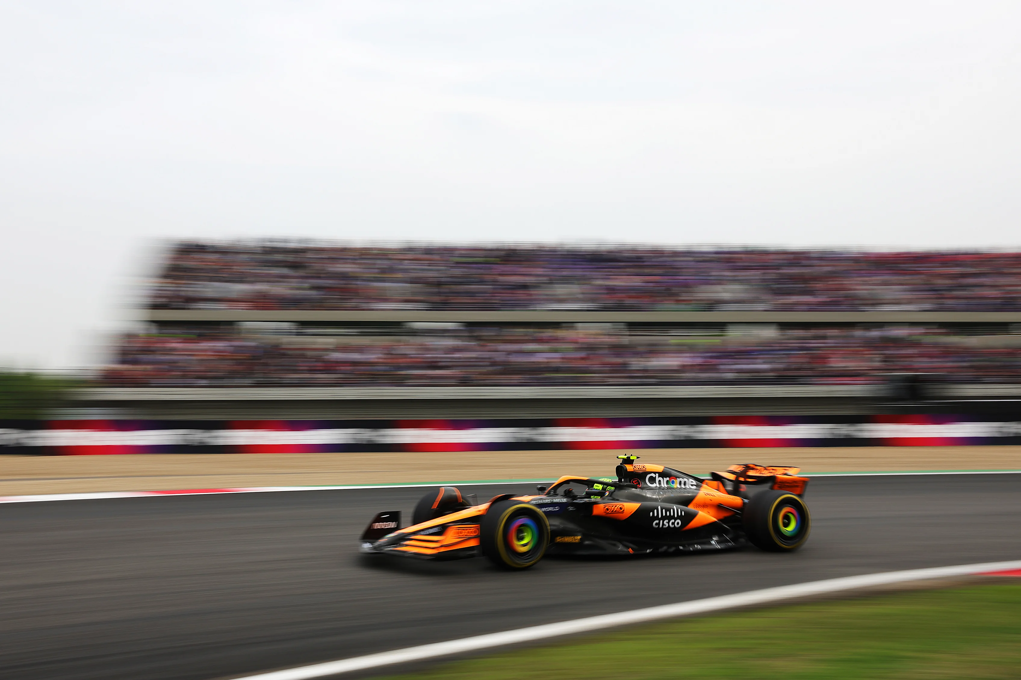 SHANGHAI, CHINA - APRIL 21: Lando Norris of Great Britain driving the (4) McLaren MCL38 Mercedes on