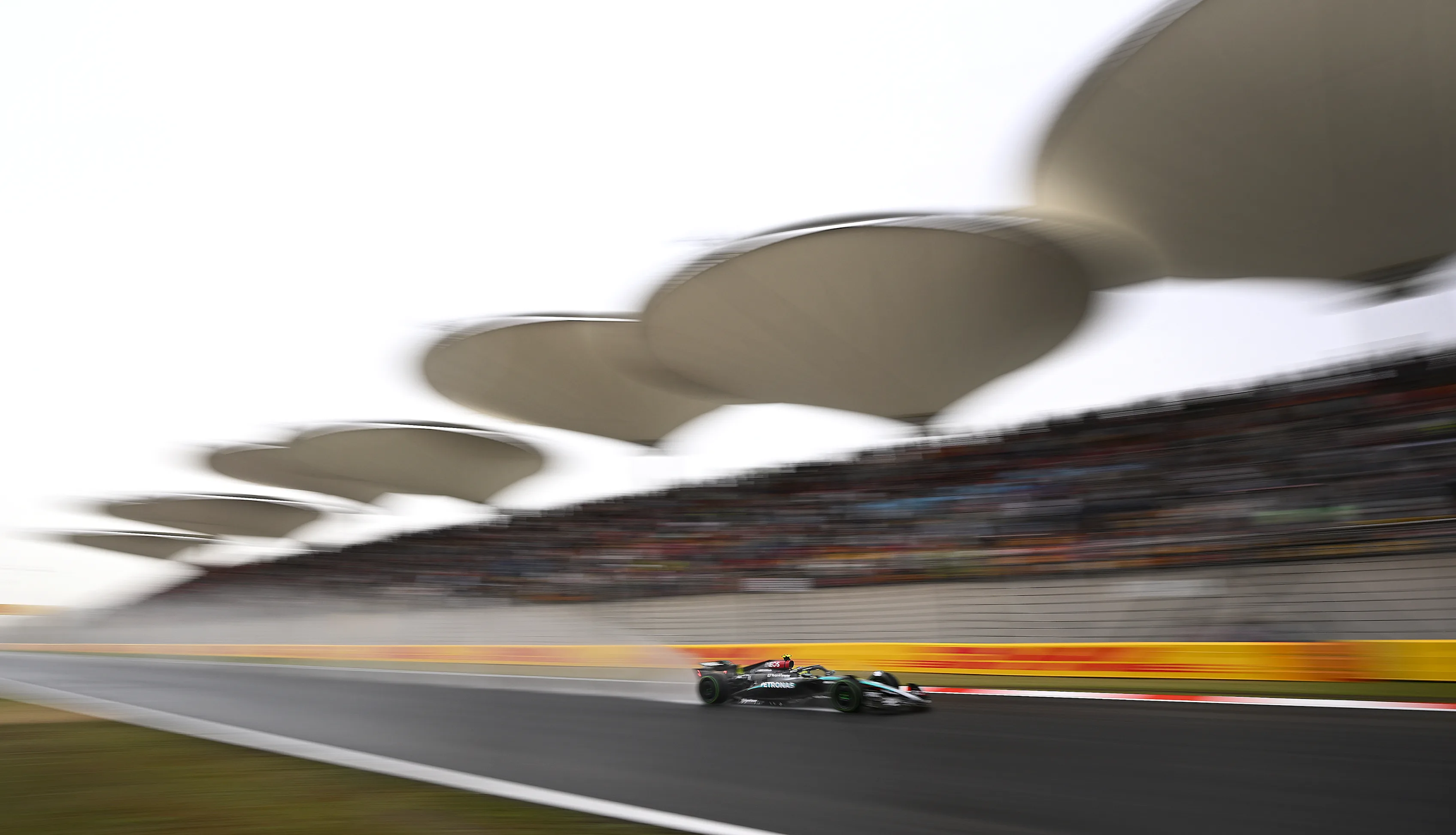 SHANGHAI, CHINA - APRIL 19: Lewis Hamilton of Great Britain driving the (44) Mercedes AMG Petronas F1 Team W15 on track during Sprint Qualifying ahead of the F1 Grand Prix of China at Shanghai International Circuit on April 19, 2024 in Shanghai, China. (Photo by Clive Mason - Formula 1/Formula 1 via Getty Images)