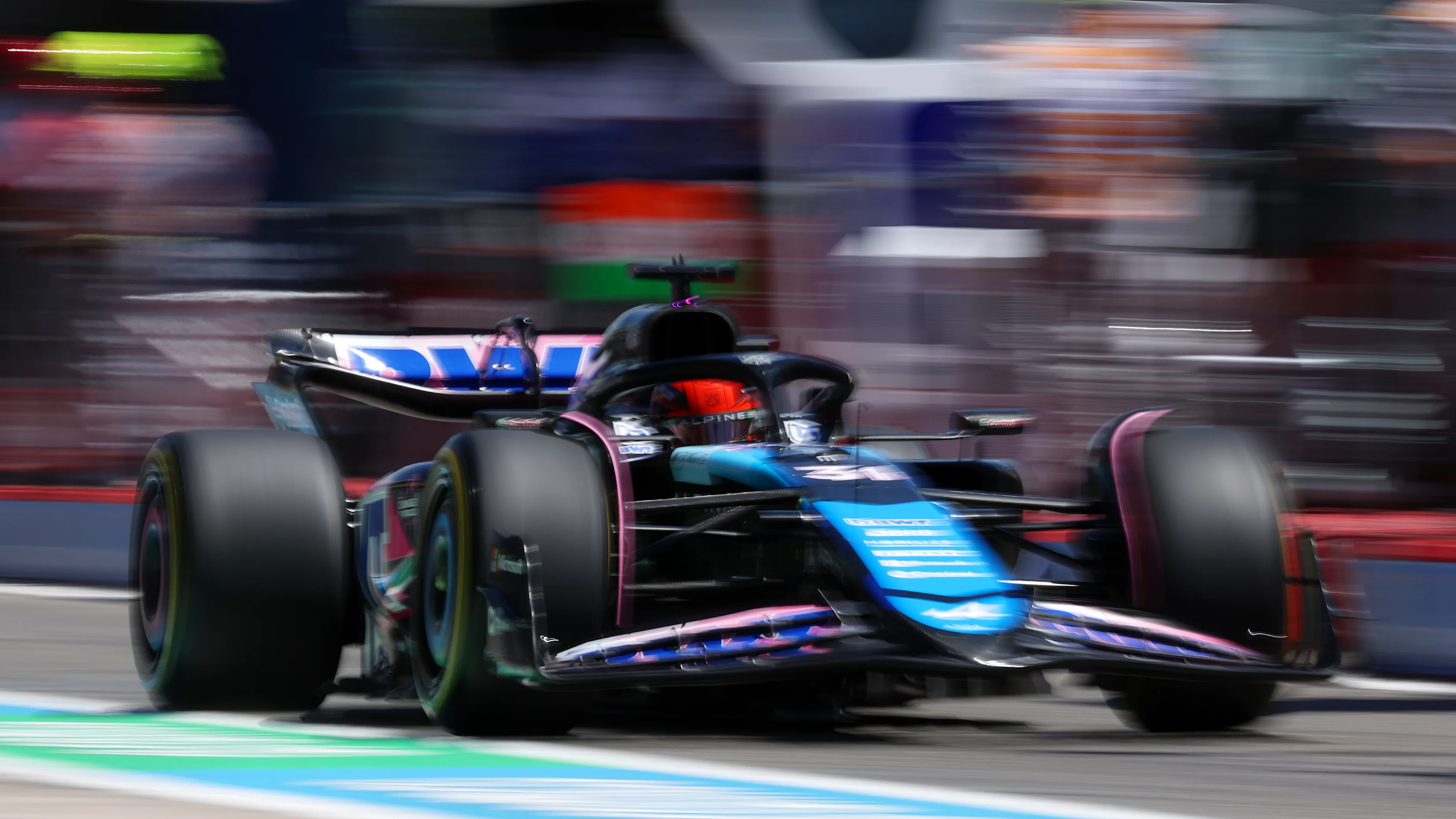IMOLA, ITALY - MAY 17: Esteban Ocon of France driving the (31) Alpine F1 A524 Renault in the Pitlane during practice ahead of the F1 Grand Prix of Emilia-Romagna at Autodromo Enzo e Dino Ferrari Circuit on May 17, 2024 in Imola, Italy. (Photo by Bryn Lennon - Formula 1/Formula 1 via Getty Images)