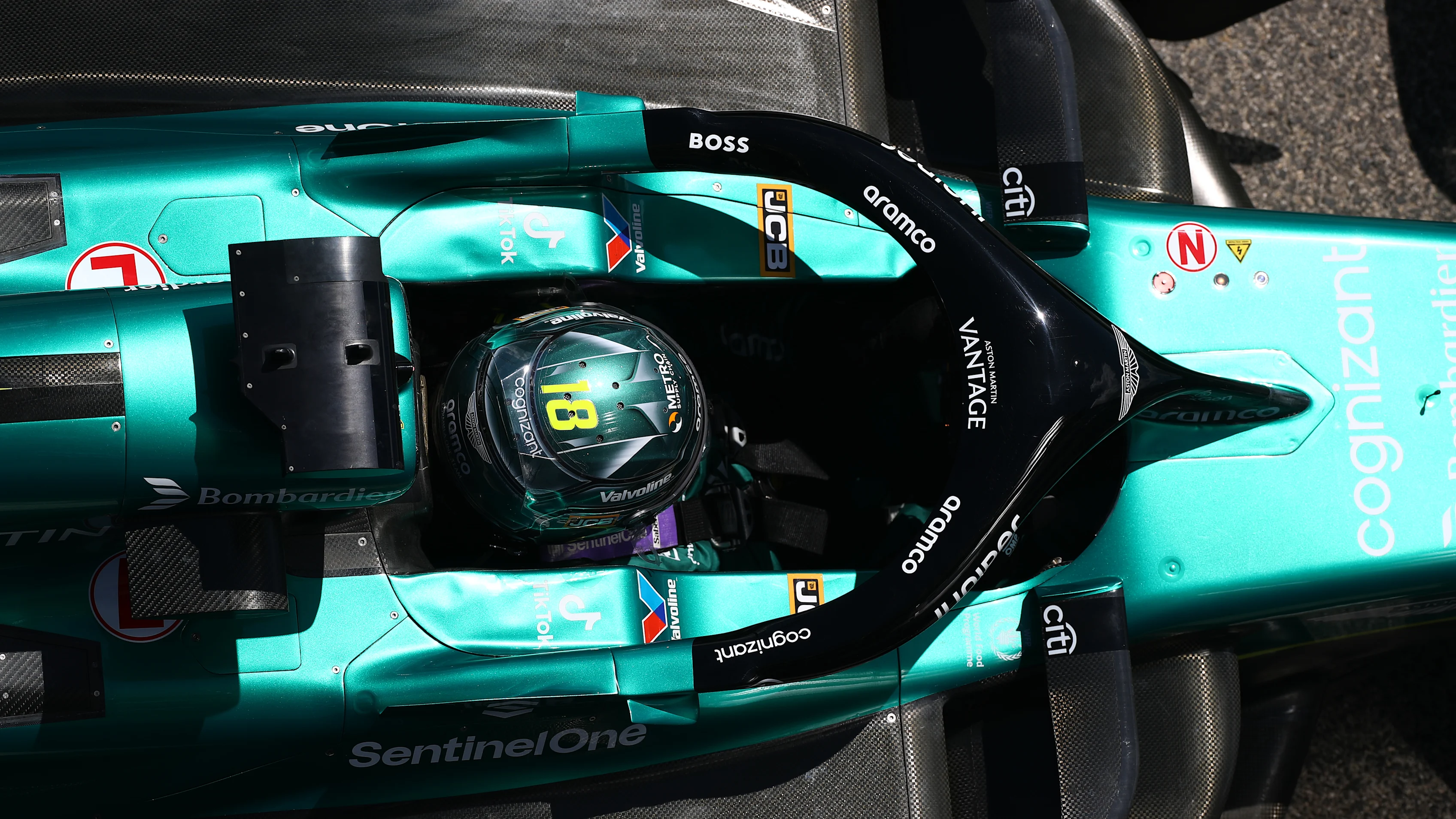 IMOLA, ITALY - MAY 17: Lance Stroll of Canada driving the (18) Aston Martin AMR24 Mercedes in the Pitlane during practice ahead of the F1 Grand Prix of Emilia-Romagna at Autodromo Enzo e Dino Ferrari Circuit on May 17, 2024 in Imola, Italy. (Photo by Peter Fox - Formula 1/Formula 1 via Getty Images)