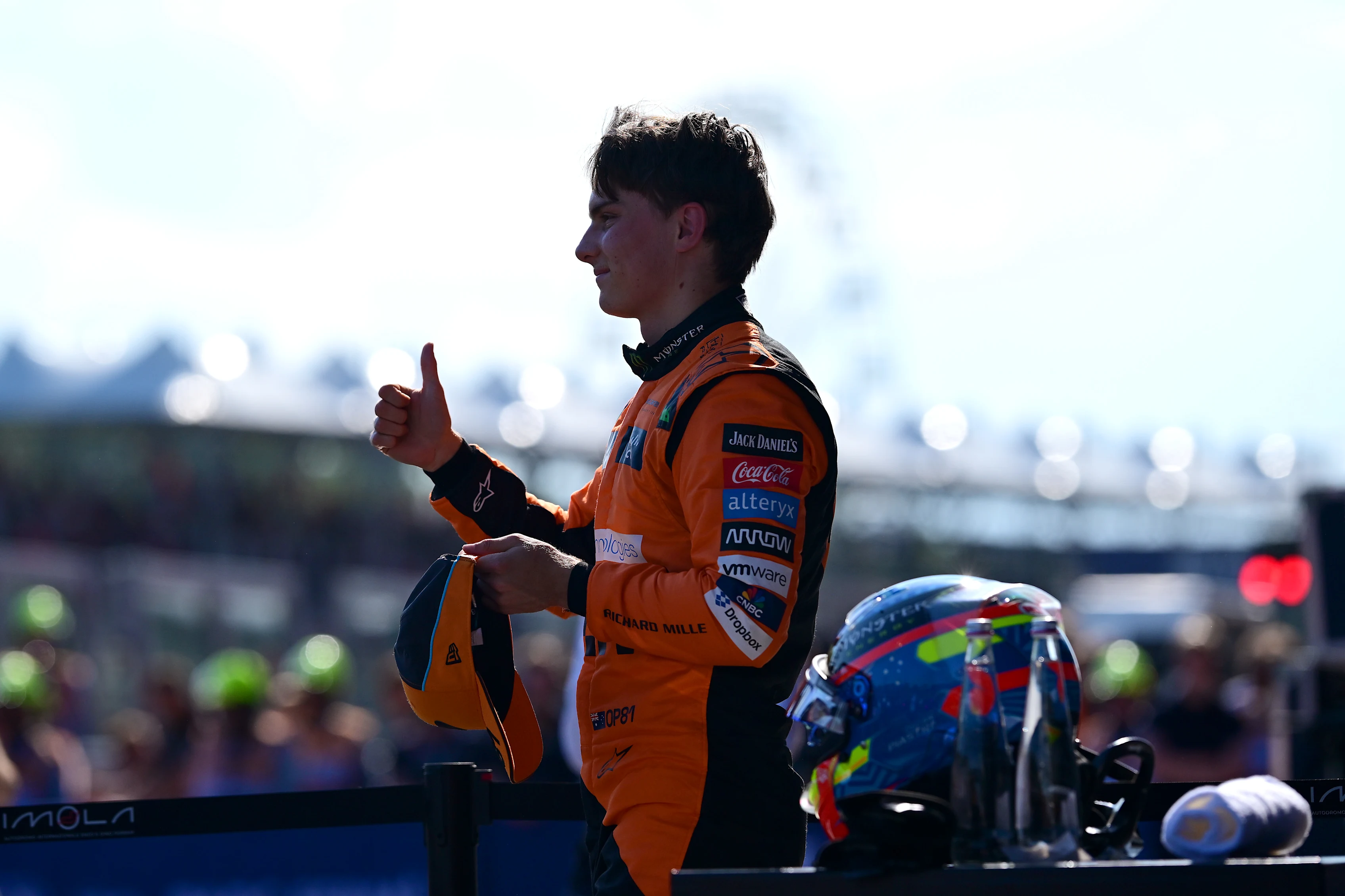 IMOLA, ITALY - MAY 18: Second placed qualifier Oscar Piastri of Australia and McLaren looks on in