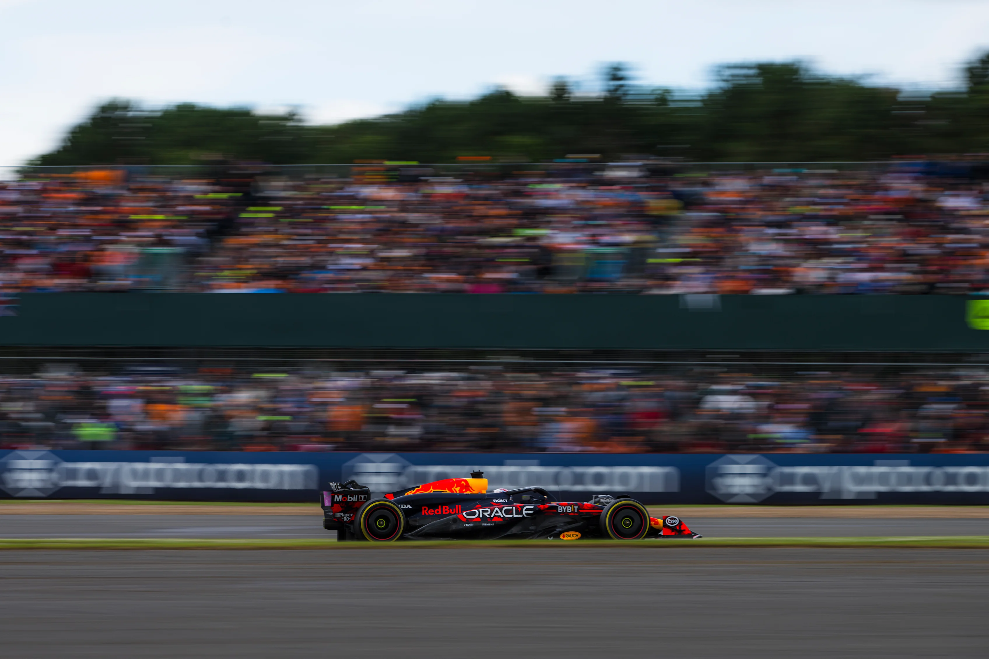 NORTHAMPTON, ENGLAND - JULY 07: Max Verstappen of the Netherlands driving the (1) Oracle Red Bull