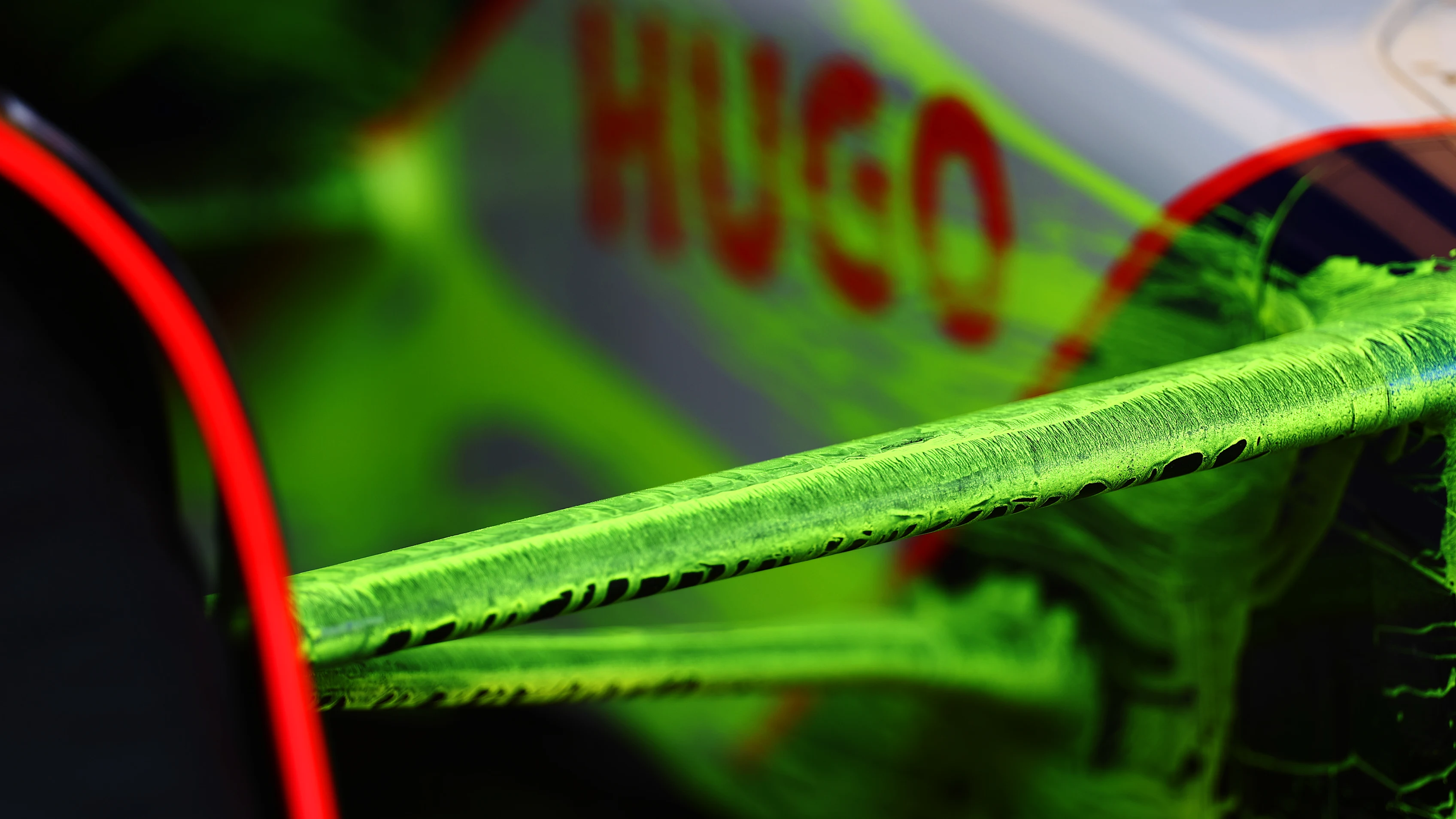 BUDAPEST, HUNGARY - JULY 19: A detailed view of Flow Vis on the Visa Cash App RB during practice ahead of the F1 Grand Prix of Hungary at Hungaroring on July 19, 2024 in Budapest, Hungary. (Photo by Bryn Lennon - Formula 1/Formula 1 via Getty Images)