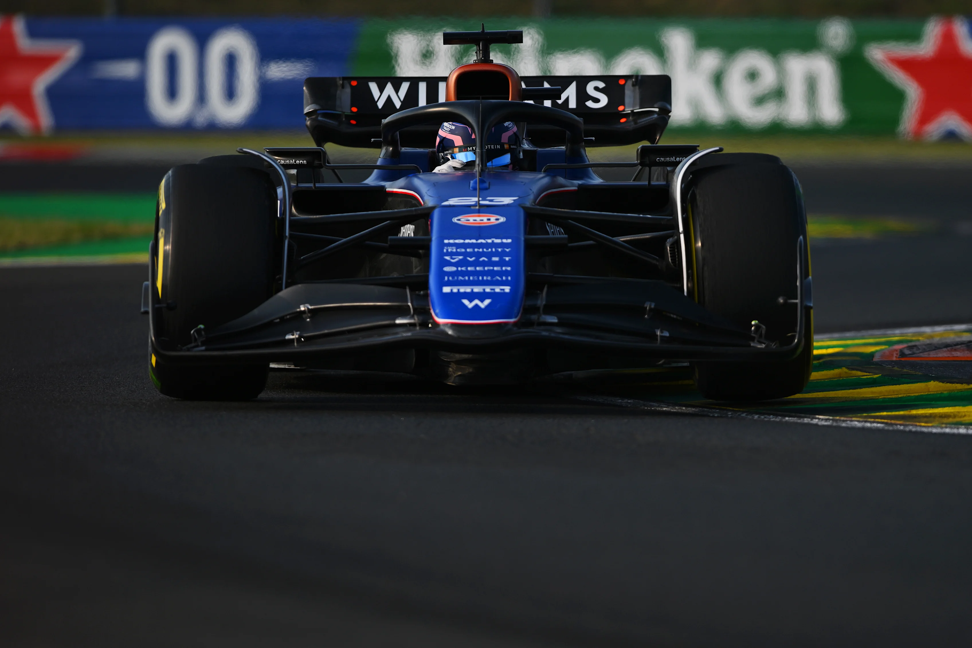 BUDAPEST, HUNGARY - JULY 19: Alexander Albon of Thailand driving the (23) Williams FW46 Mercedes on track during practice ahead of the F1 Grand Prix of Hungary at Hungaroring on July 19, 2024 in Budapest, Hungary. (Photo by Rudy Carezzevoli/Getty Images)