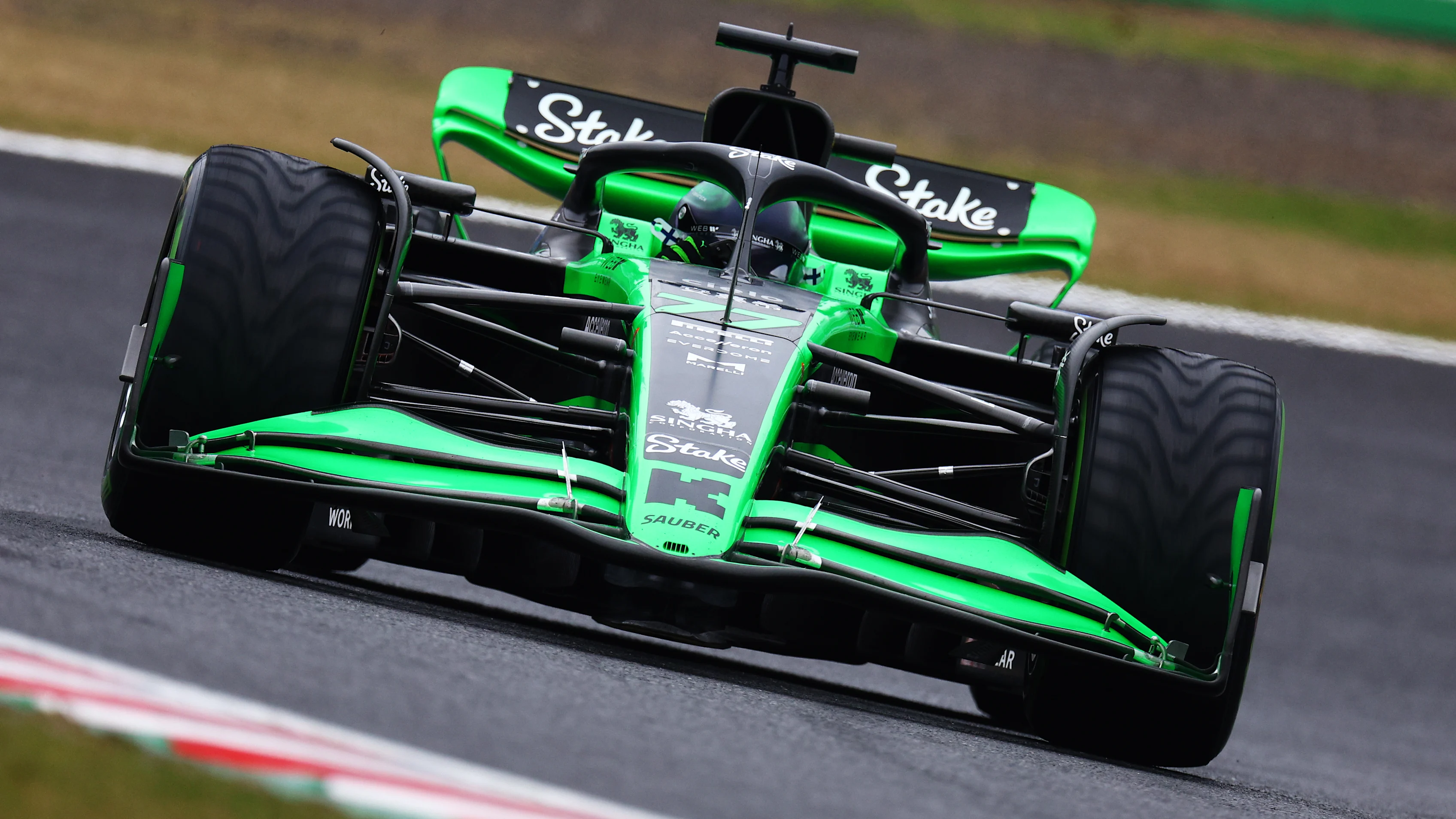 SUZUKA, JAPAN - APRIL 05: Valtteri Bottas of Finland driving the (77) Kick Sauber C44 Ferrari on track during practice ahead of the F1 Grand Prix of Japan at Suzuka International Racing Course on April 05, 2024 in Suzuka, Japan. (Photo by Clive Rose - Formula 1/Formula 1 via Getty Images)