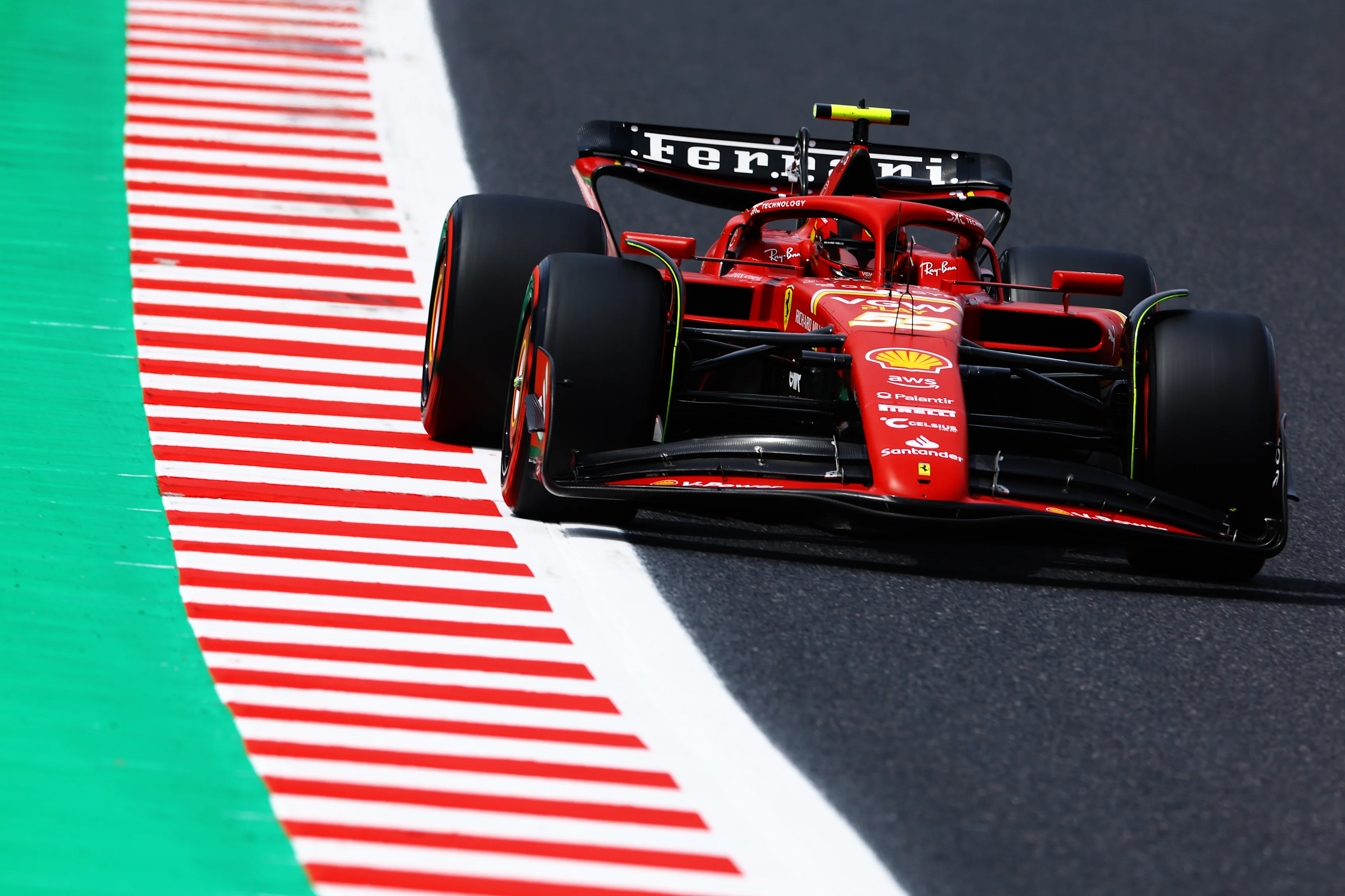 SUZUKA, JAPAN - APRIL 06: Carlos Sainz of Spain driving (55) the Ferrari SF-24 on track during final practice ahead of the F1 Grand Prix of Japan at Suzuka International Racing Course on April 06, 2024 in Suzuka, Japan. (Photo by Mark Thompson/Getty Images)