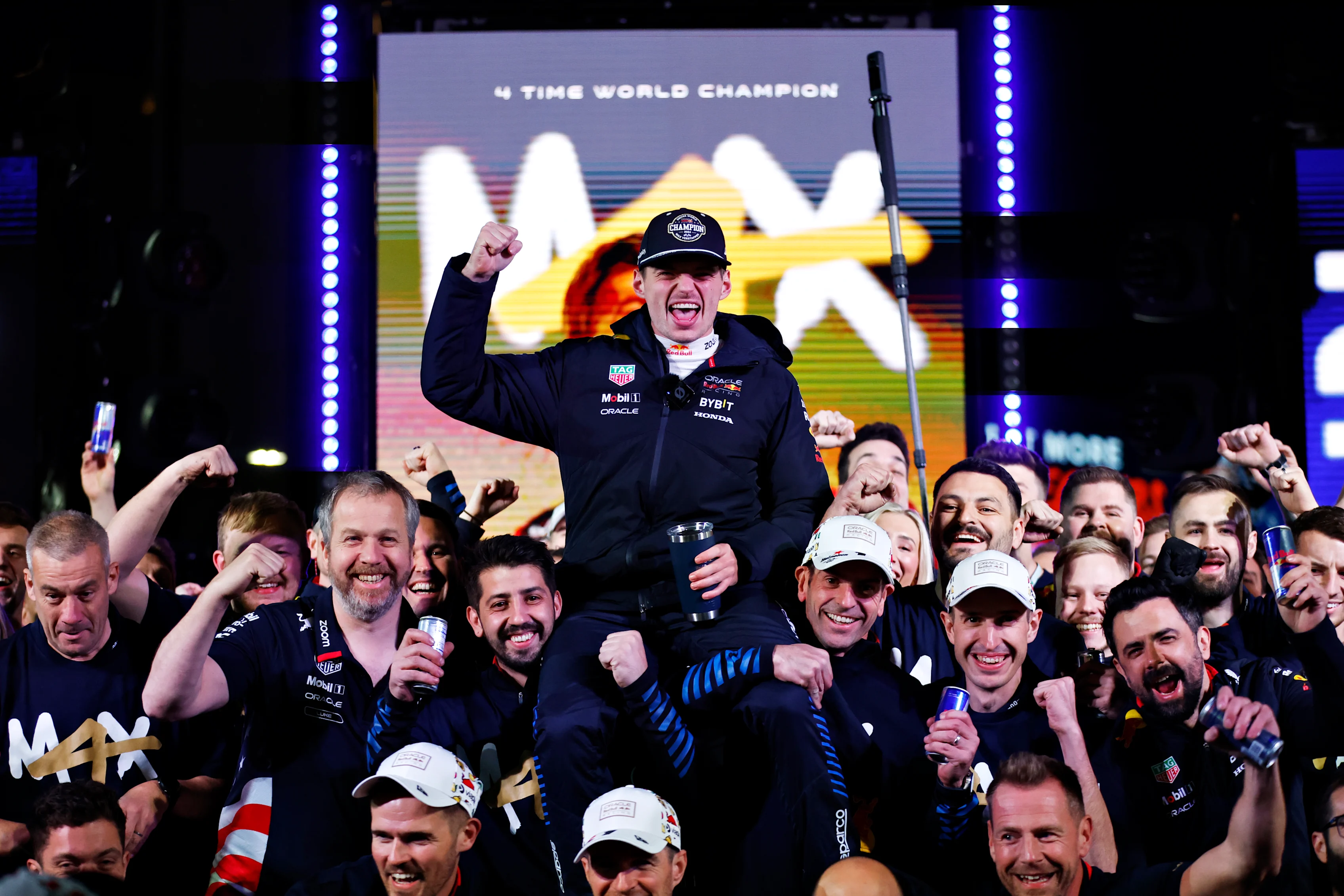 LAS VEGAS, NEVADA - NOVEMBER 23: 2024 F1 World Drivers Champion Max Verstappen of the Netherlands