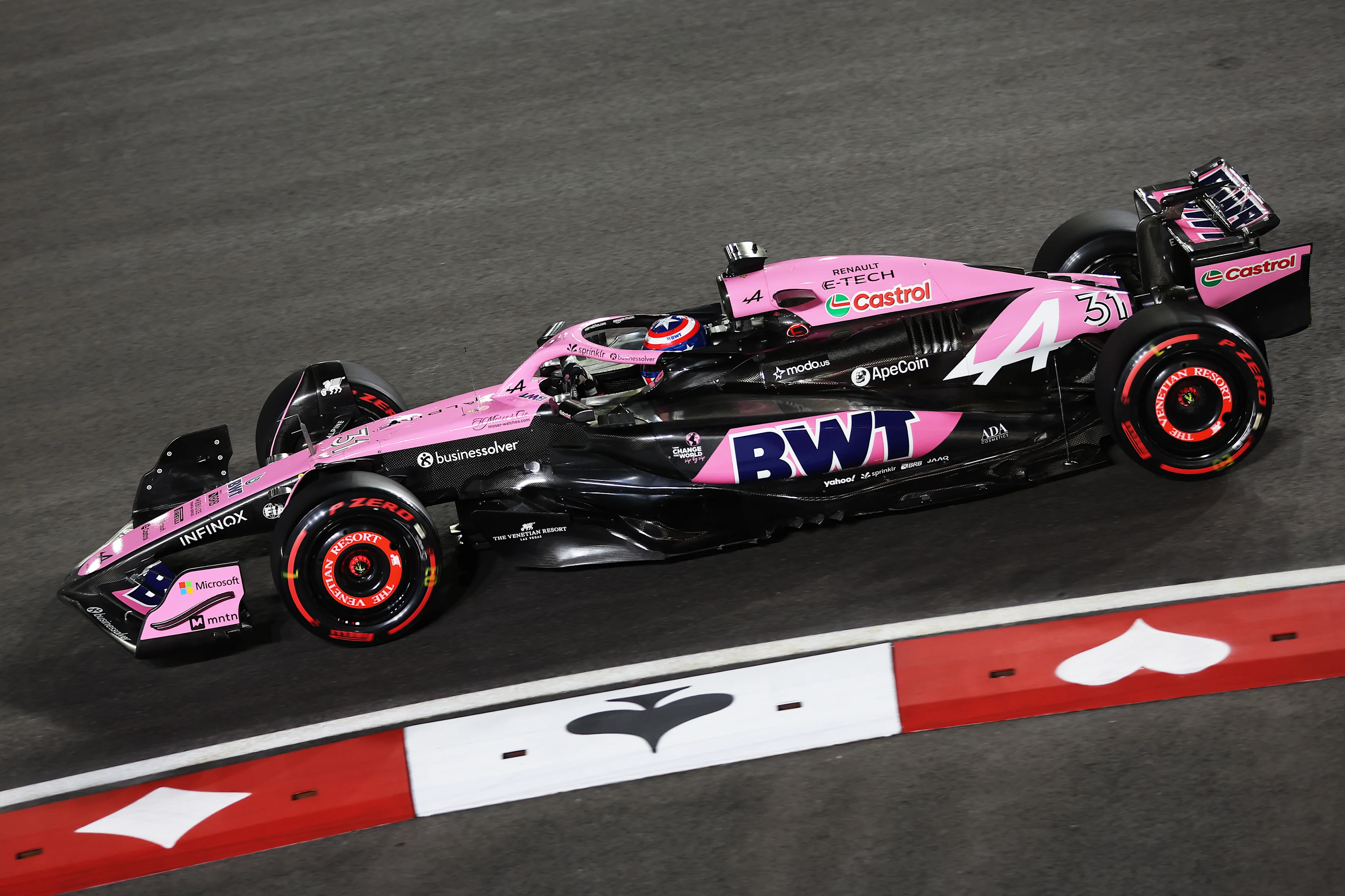 LAS VEGAS, NEVADA - NOVEMBER 22: Esteban Ocon of France driving the (31) Alpine F1 A524 Renault on