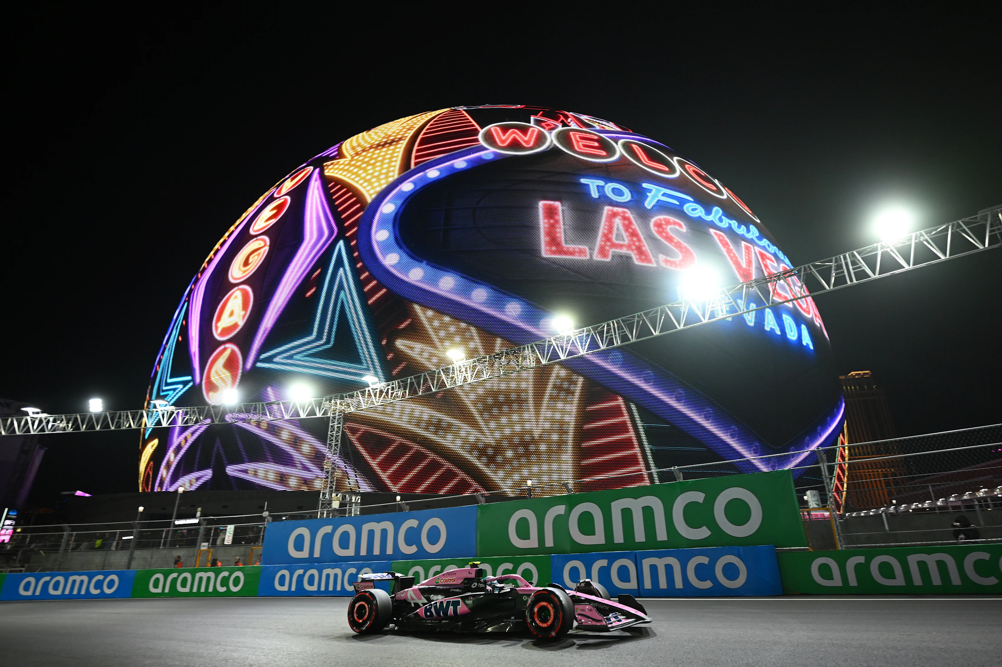 LAS VEGAS, NEVADA - NOVEMBER 22: Pierre Gasly driving the (10) Alpine F1 A524 Renault during qualifying ahead of the F1 Grand Prix of Las Vegas at Las Vegas Strip Circuit on November 22, 2024 in Las Vegas, Nevada. (Photo by Clive Mason/Getty Images)