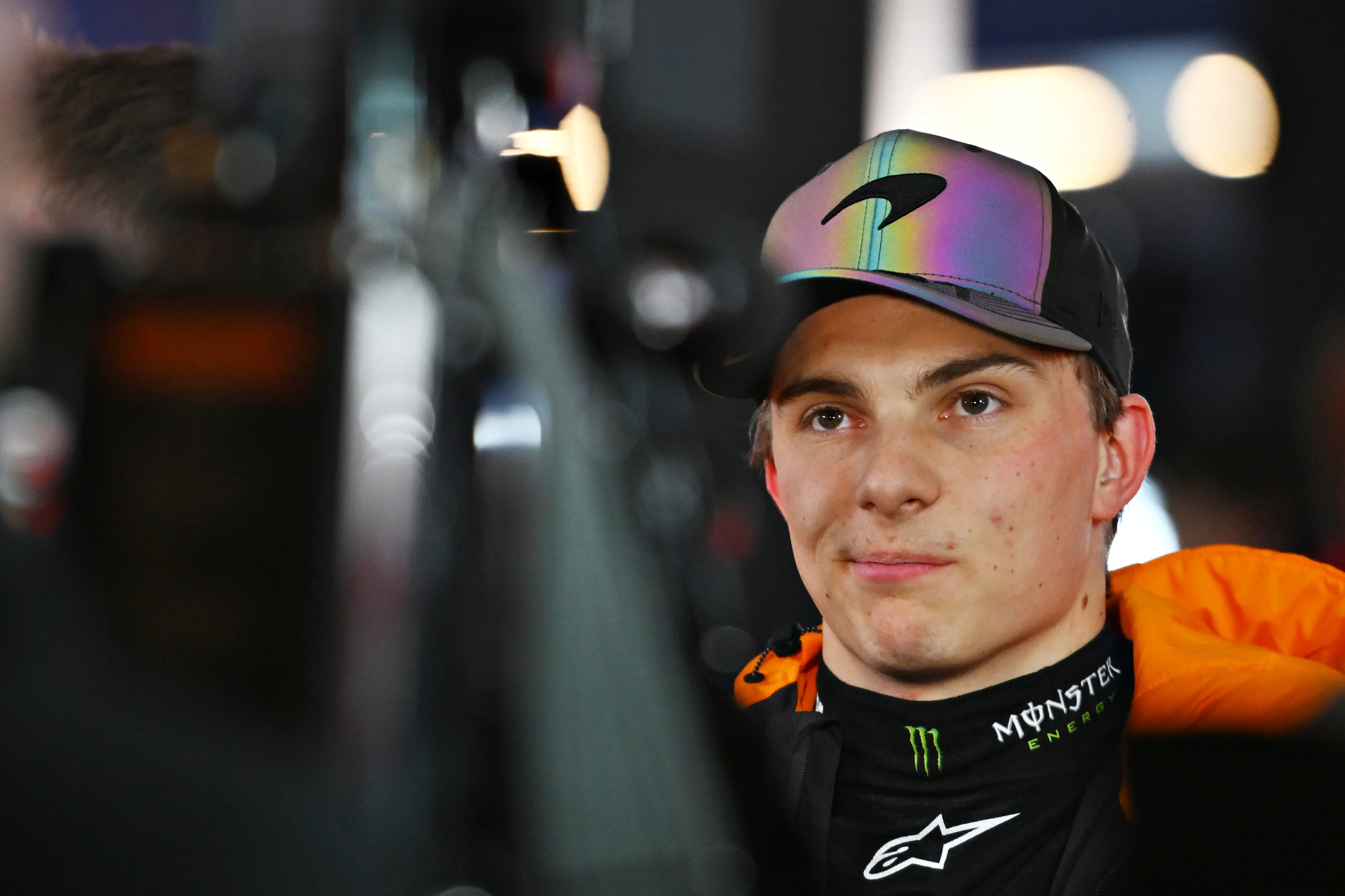 Eighth placed qualifier Oscar Piastri of Australia and McLaren talks to the media in the Paddock ahead of the F1 Grand Prix of Las Vegas at Las Vegas Strip Circuit on November 22, 2024 in Las Vegas, Nevada. (Photo by Rudy Carezzevoli/Getty Images)