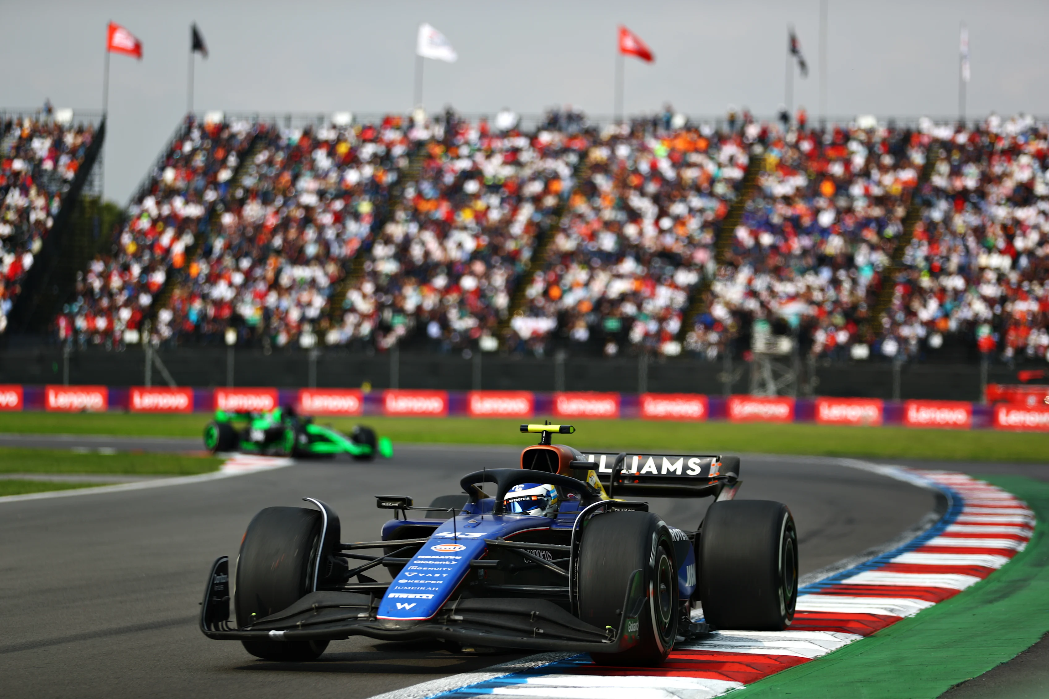 MEXICO CITY, MEXICO - OCTOBER 27: Franco Colapinto on track during the F1 Grand Prix of Mexico at Autodromo Hermanos Rodriguez on October 27, 2024 in Mexico City, Mexico. (Photo by Peter Fox - Formula 1/Formula 1 via Getty Images)