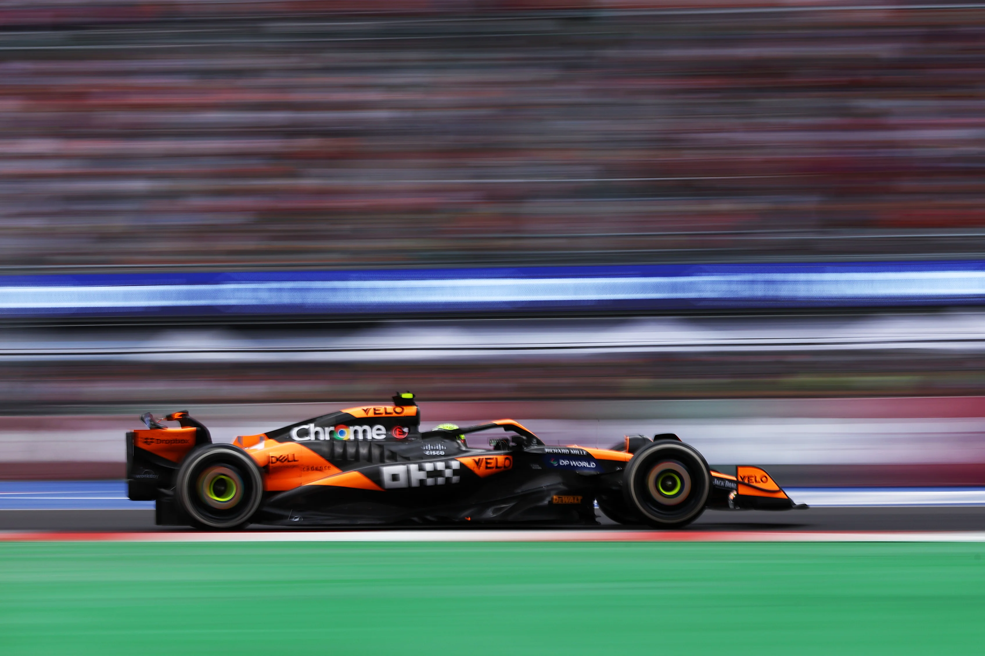 MEXICO CITY, MEXICO - OCTOBER 27: Lando Norris of Great Britain driving the (4) McLaren MCL38