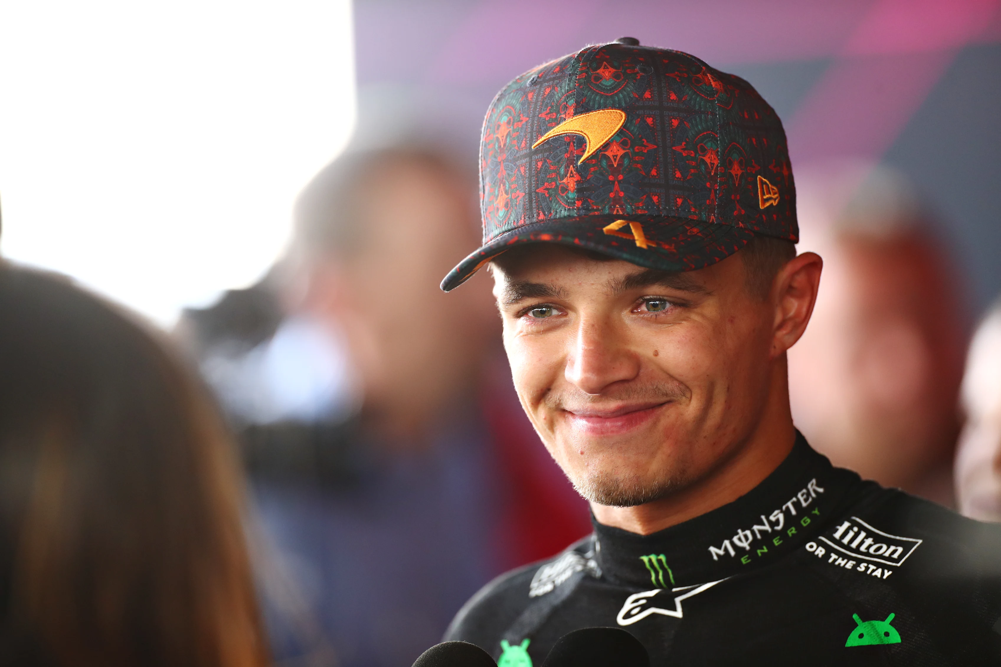 MEXICO CITY, MEXICO - OCTOBER 27: Second placed Lando Norris of Great Britain and McLaren talks to