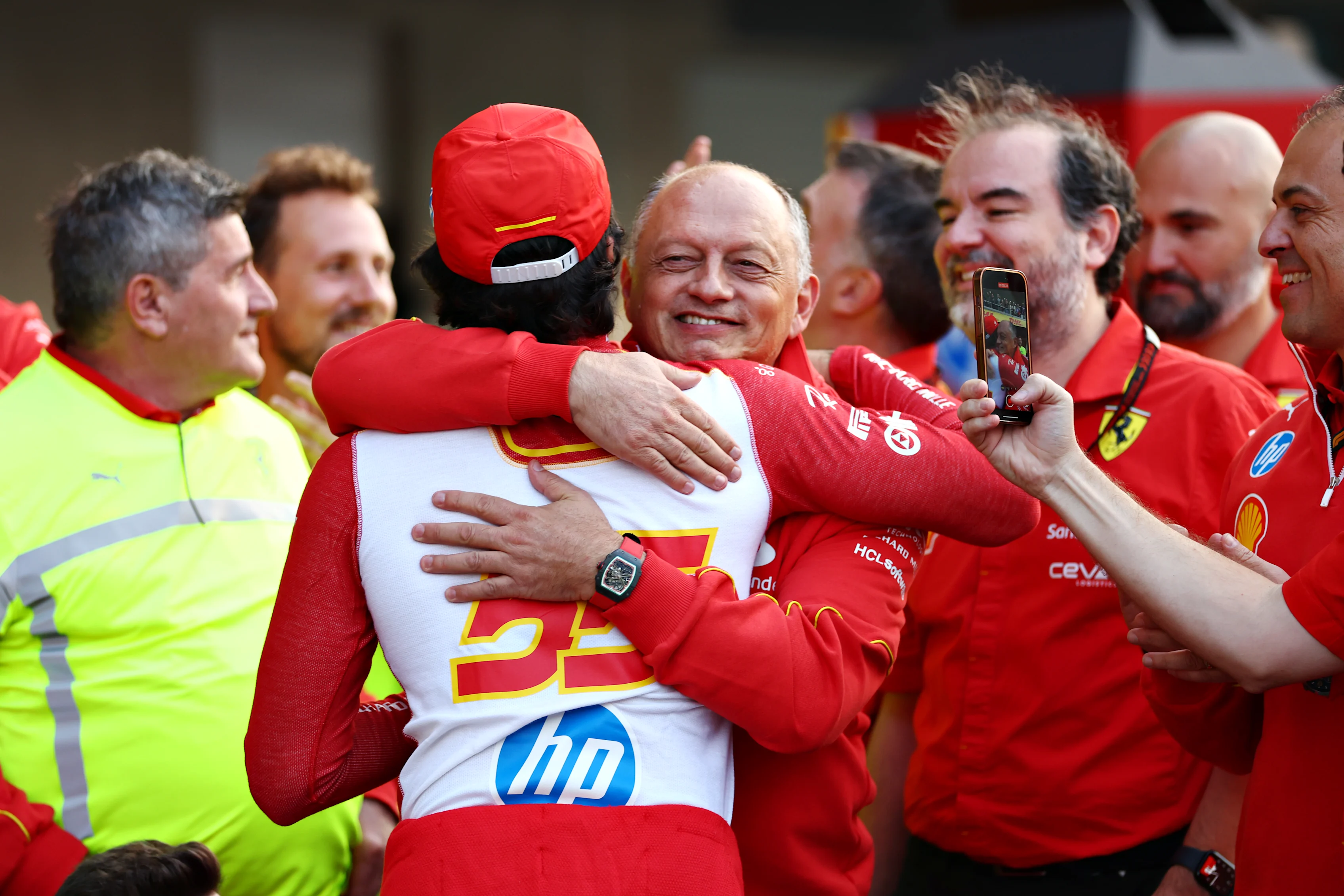 MEXICO CITY, MEXICO - OCTOBER 27: Race winner Carlos Sainz of Spain and Ferrari celebrates with his