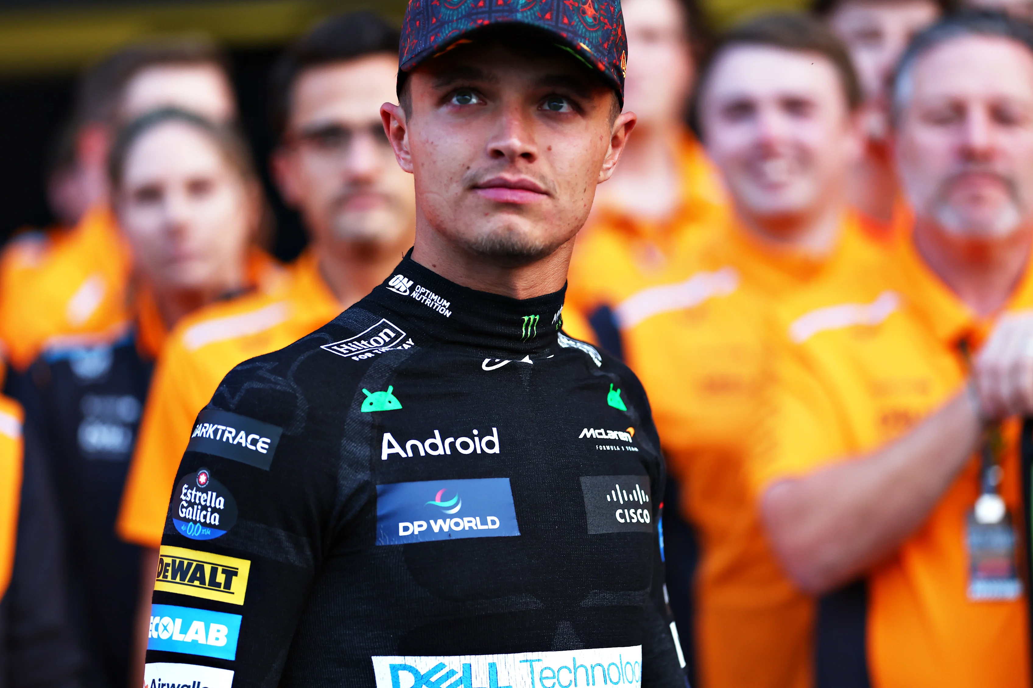 MEXICO CITY, MEXICO - OCTOBER 27: Second placed Lando Norris of Great Britain and McLaren looks on