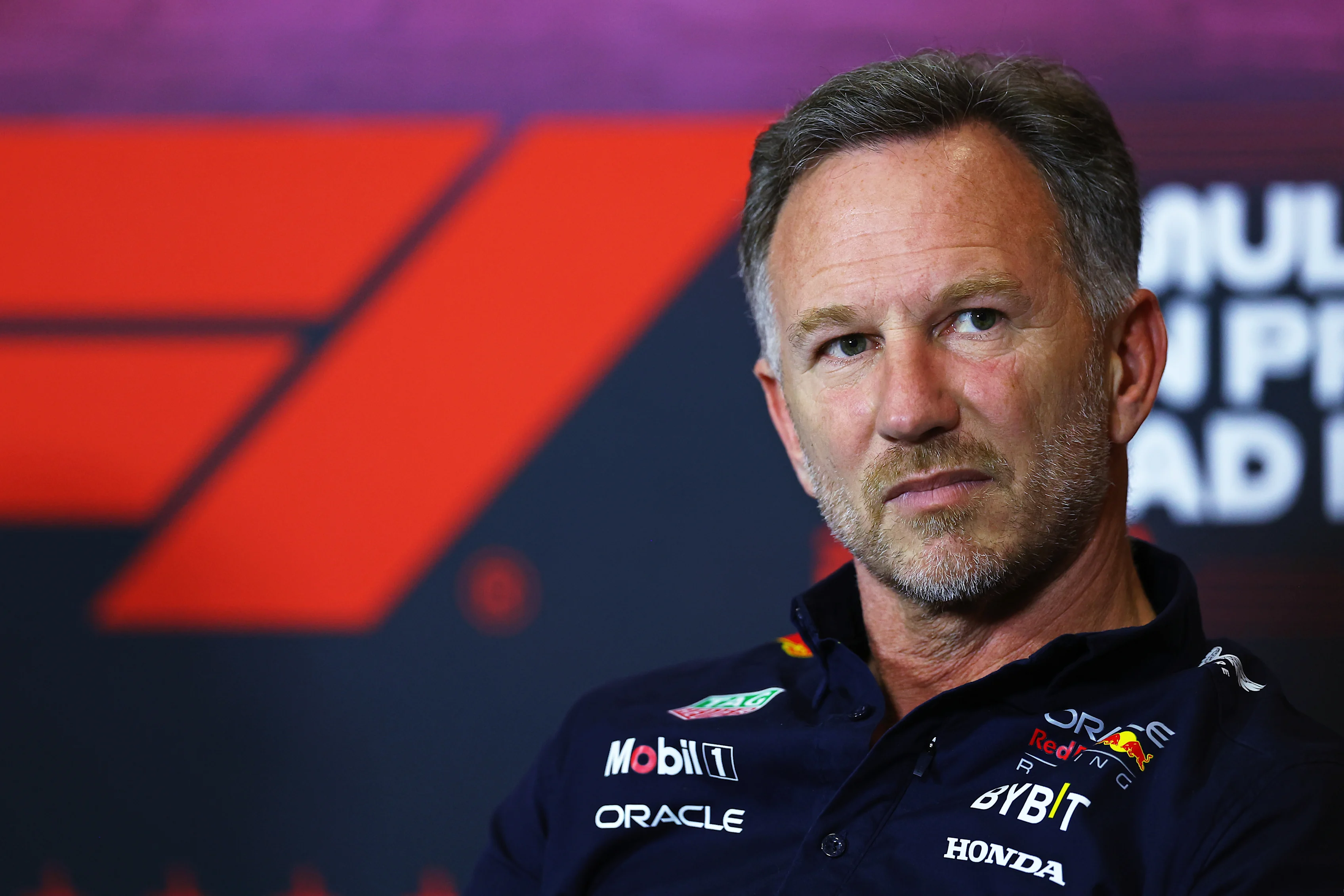 MEXICO CITY, MEXICO - OCTOBER 25: Oracle Red Bull Racing Team Principal Christian Horner attends the Team Principals Press Conference during practice ahead of the F1 Grand Prix of Mexico at Autodromo Hermanos Rodriguez on October 25, 2024 in Mexico City, Mexico. (Photo by Bryn Lennon/Getty Images)