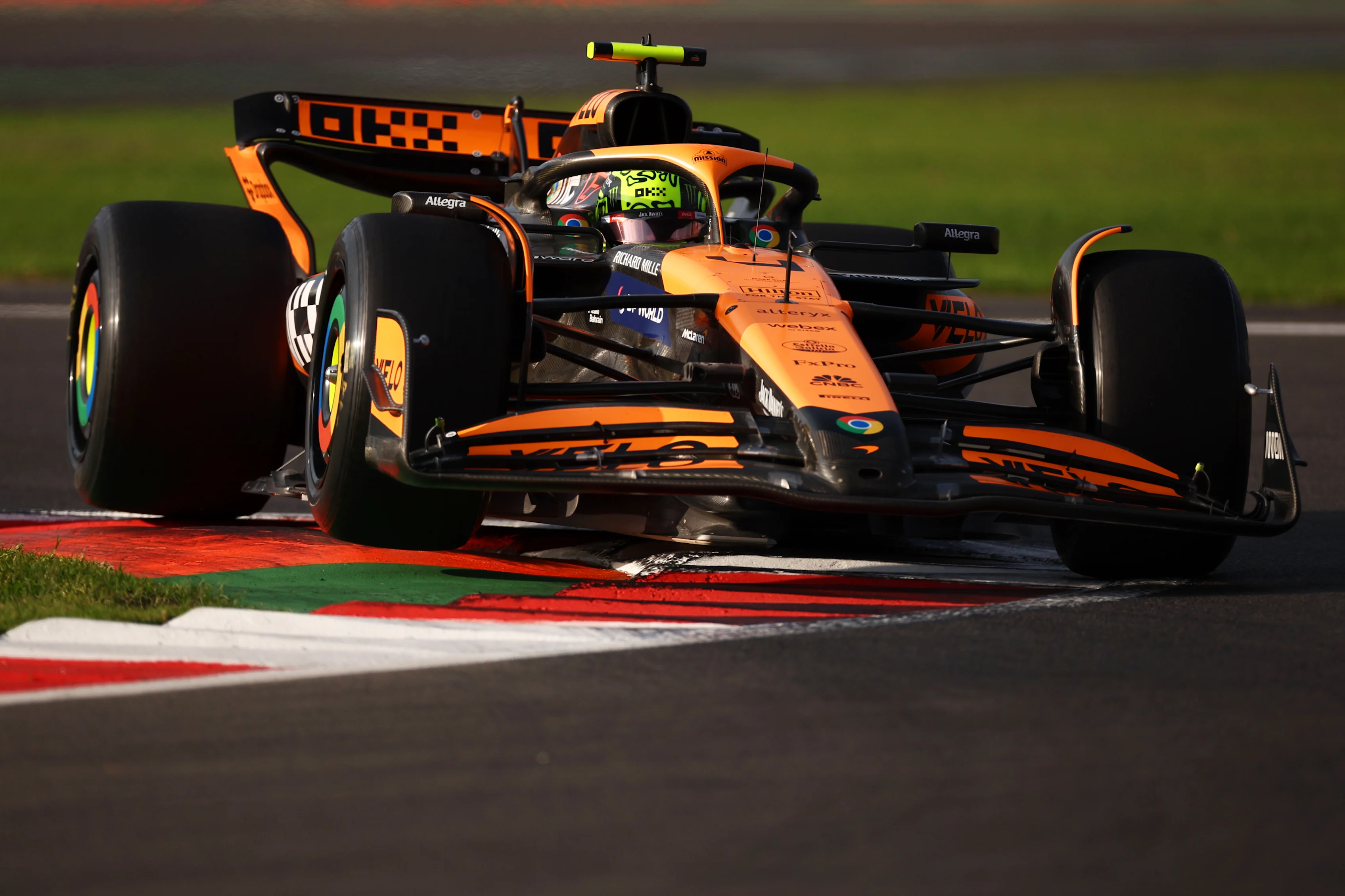 MEXICO CITY, MEXICO - OCTOBER 25: Lando Norris of Great Britain driving the (4) McLaren MCL38 Mercedes on track during practice ahead of the F1 Grand Prix of Mexico at Autodromo Hermanos Rodriguez on October 25, 2024 in Mexico City, Mexico. (Photo by Jared C. Tilton/Getty Images)
