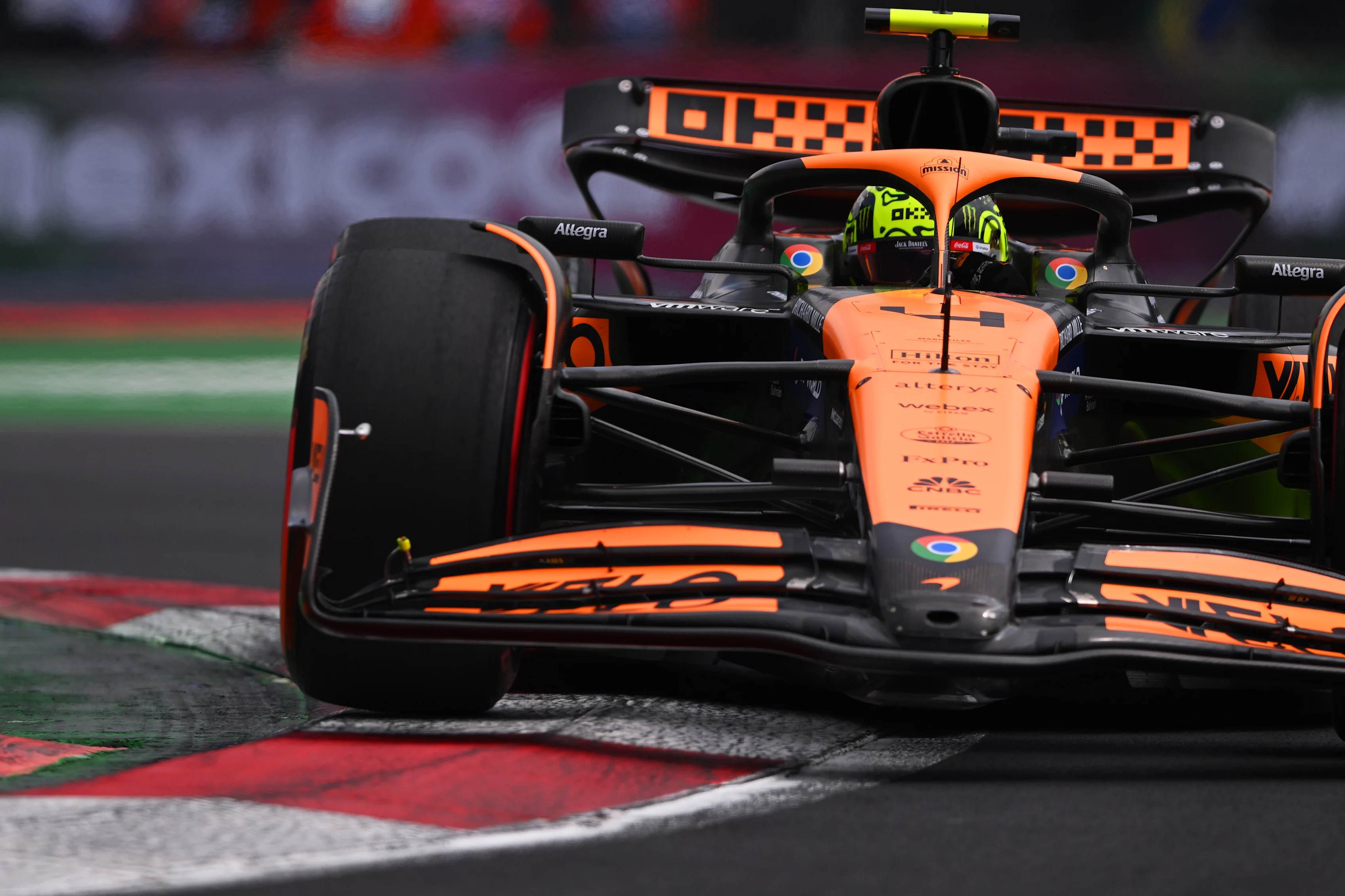 MEXICO CITY, MEXICO - OCTOBER 26: Lando Norris of Great Britain driving the (4) McLaren MCL38