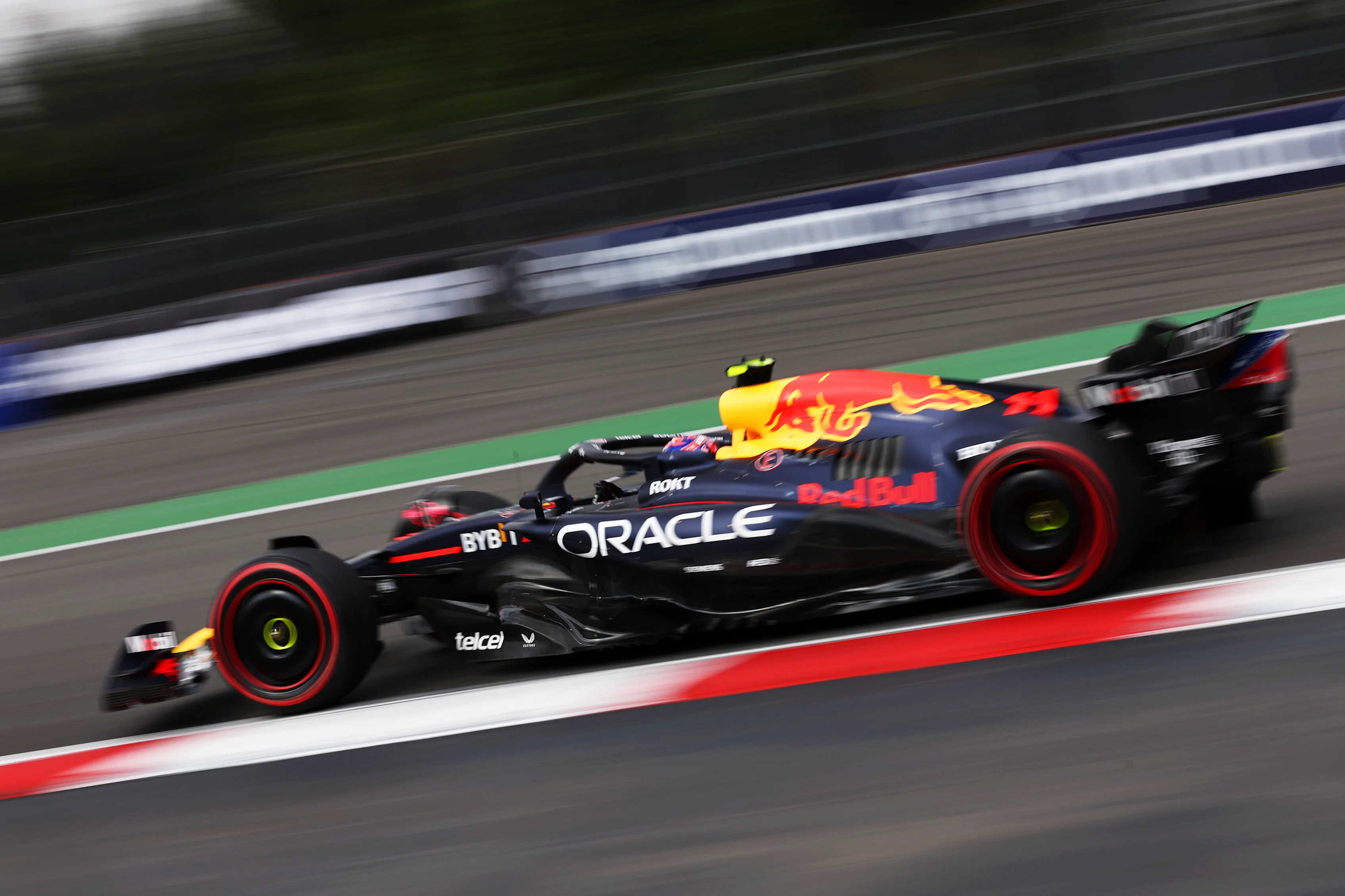 MEXICO CITY, MEXICO - OCTOBER 26: Sergio Perez of Mexico driving the (11) Oracle Red Bull Racing