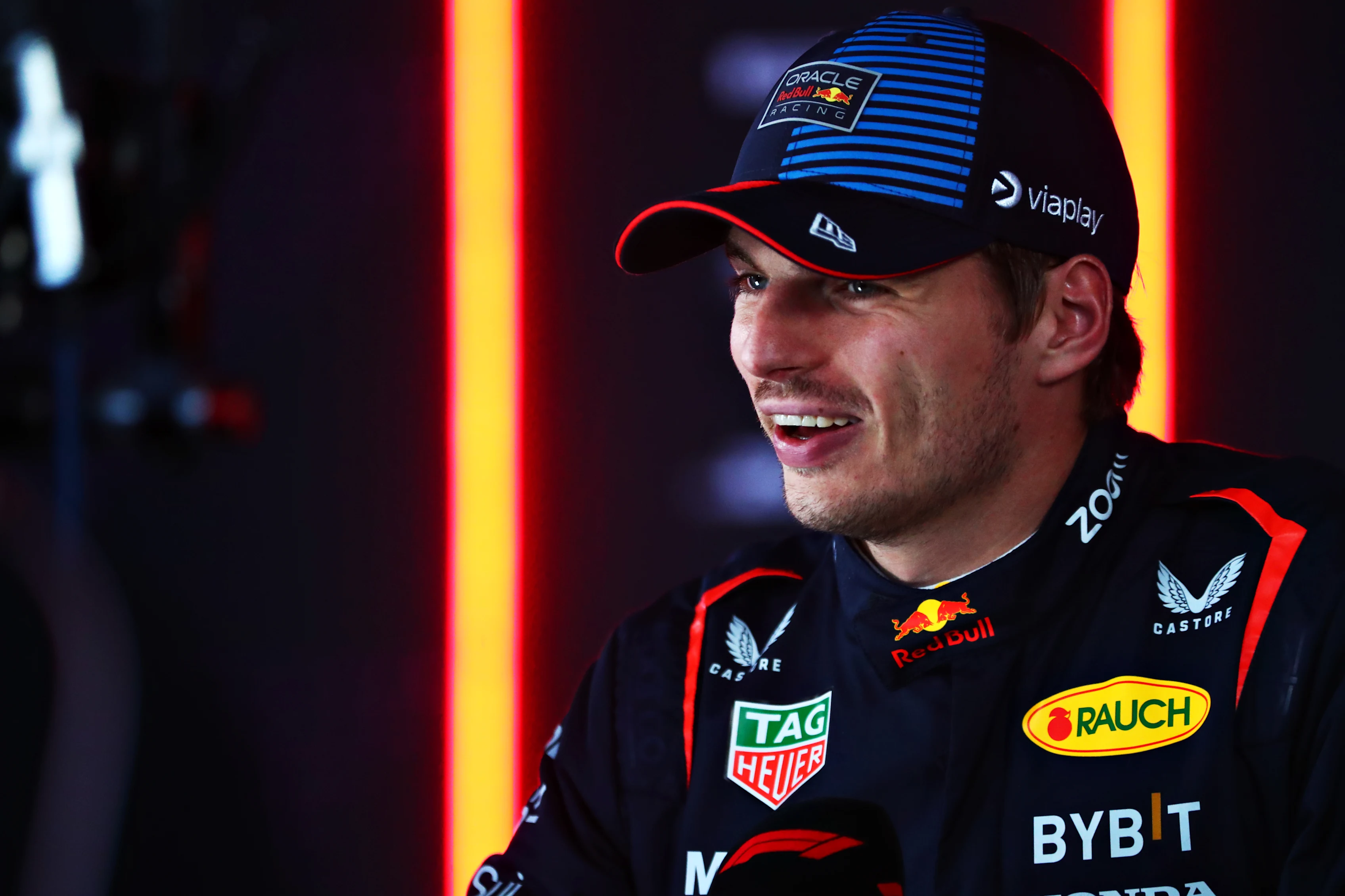 MEXICO CITY, MEXICO - OCTOBER 26: Second placed qualifier Max Verstappen of the Netherlands and Oracle Red Bull Racing talks to the media in the Paddock after qualifying ahead of the F1 Grand Prix of Mexico at Autodromo Hermanos Rodriguez on October 26, 2024 in Mexico City, Mexico. (Photo by Peter Fox - Formula 1/Formula 1 via Getty Images)