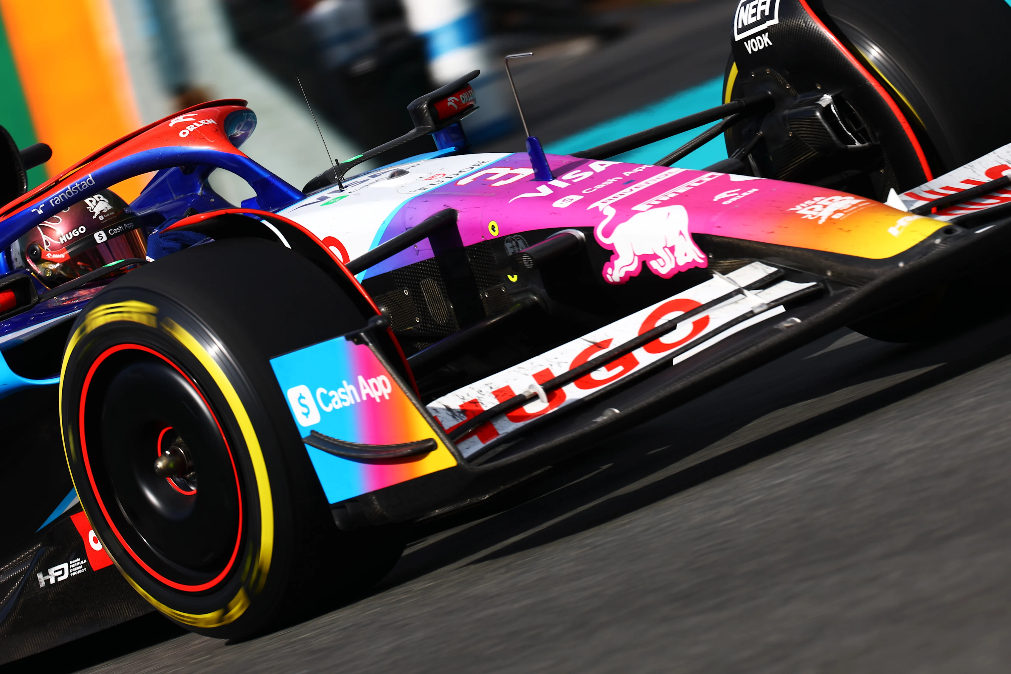 MIAMI, FLORIDA - MAY 05: Daniel Ricciardo of Australia driving the (3) Visa Cash App RB VCARB 01 on