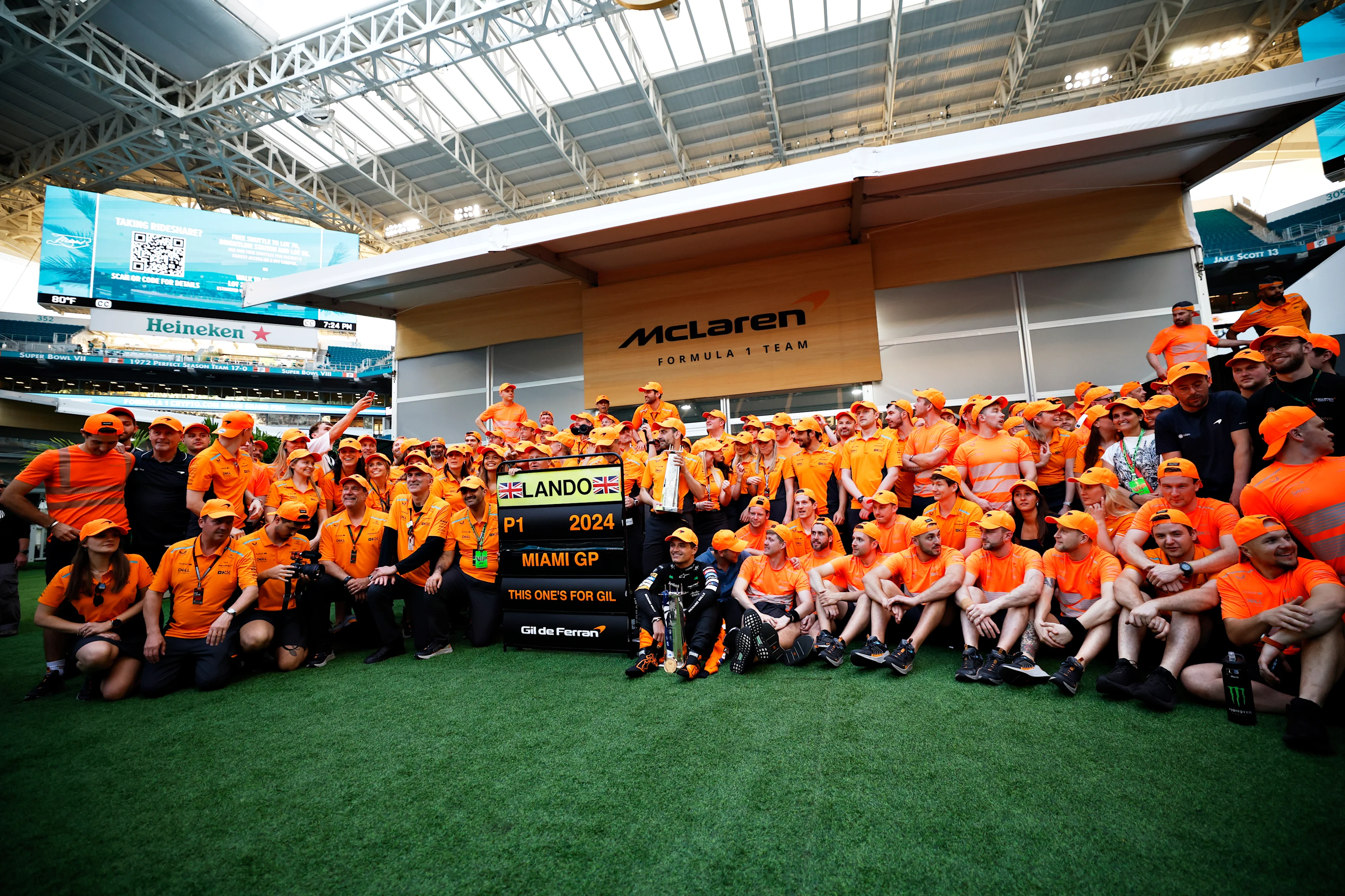 MIAMI, FLORIDA - MAY 05: Race winner Lando Norris of Great Britain and McLaren celebrates victory