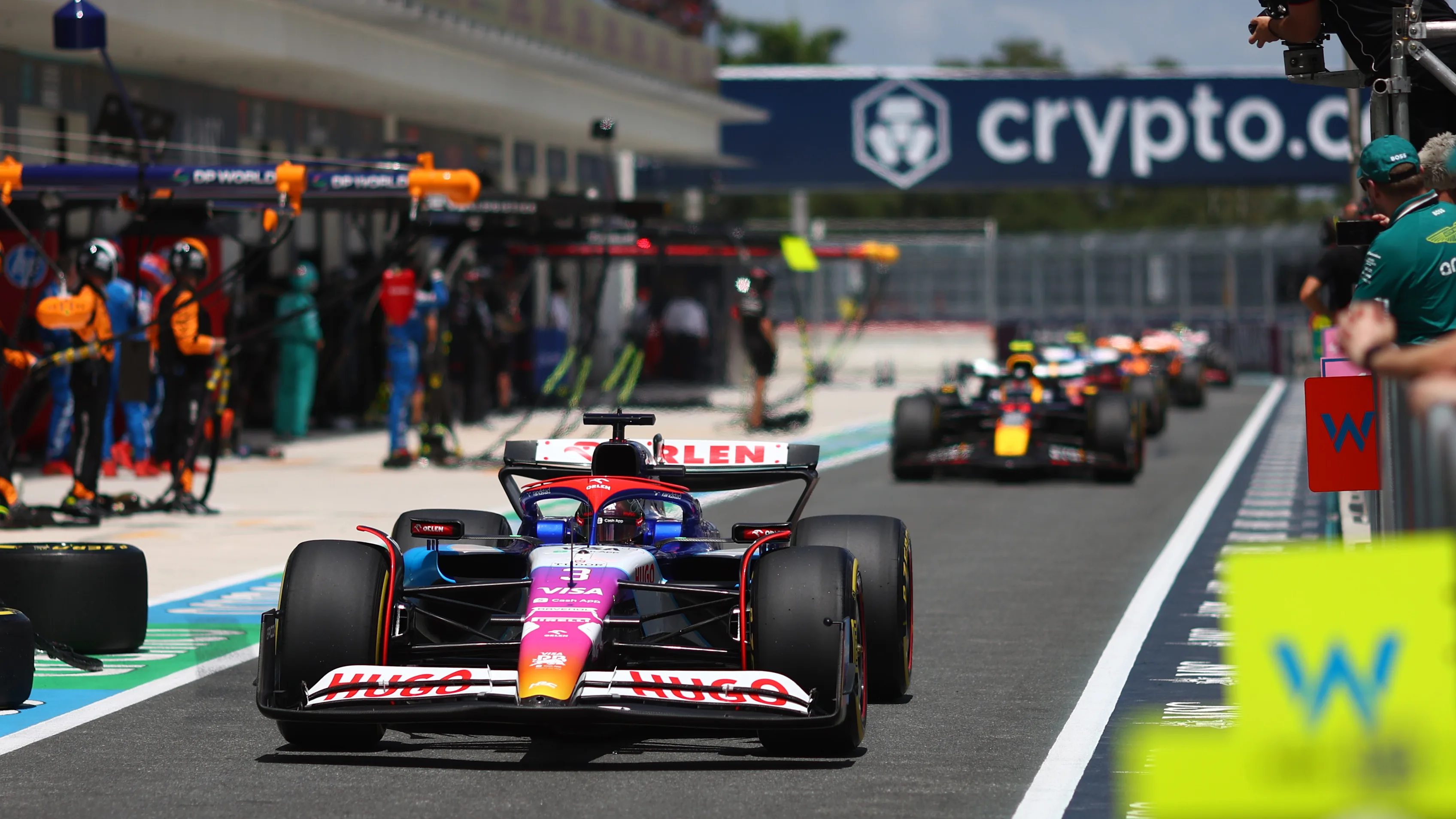 MIAMI, FLORIDA - MAY 04: Daniel Ricciardo of Australia and Visa Cash App RB in the Pitlane during