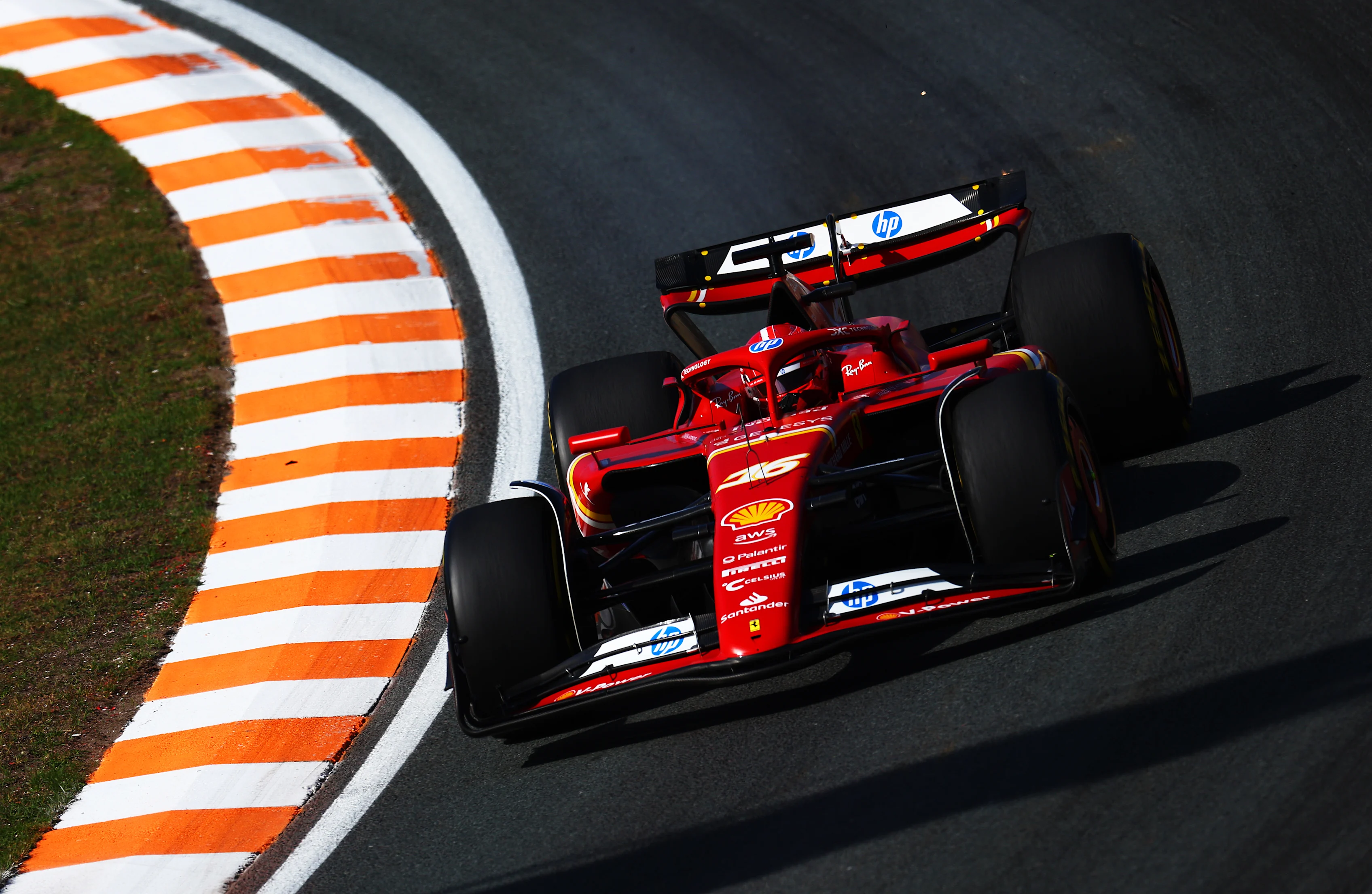 ZANDVOORT, NETHERLANDS - AUGUST 23: Charles Leclerc of Monaco driving the (16) Ferrari SF-24 on track during practice ahead of the F1 Grand Prix of Netherlands at Circuit Zandvoort on August 23, 2024 in Zandvoort, Netherlands. (Photo by Clive Rose/Getty Images)