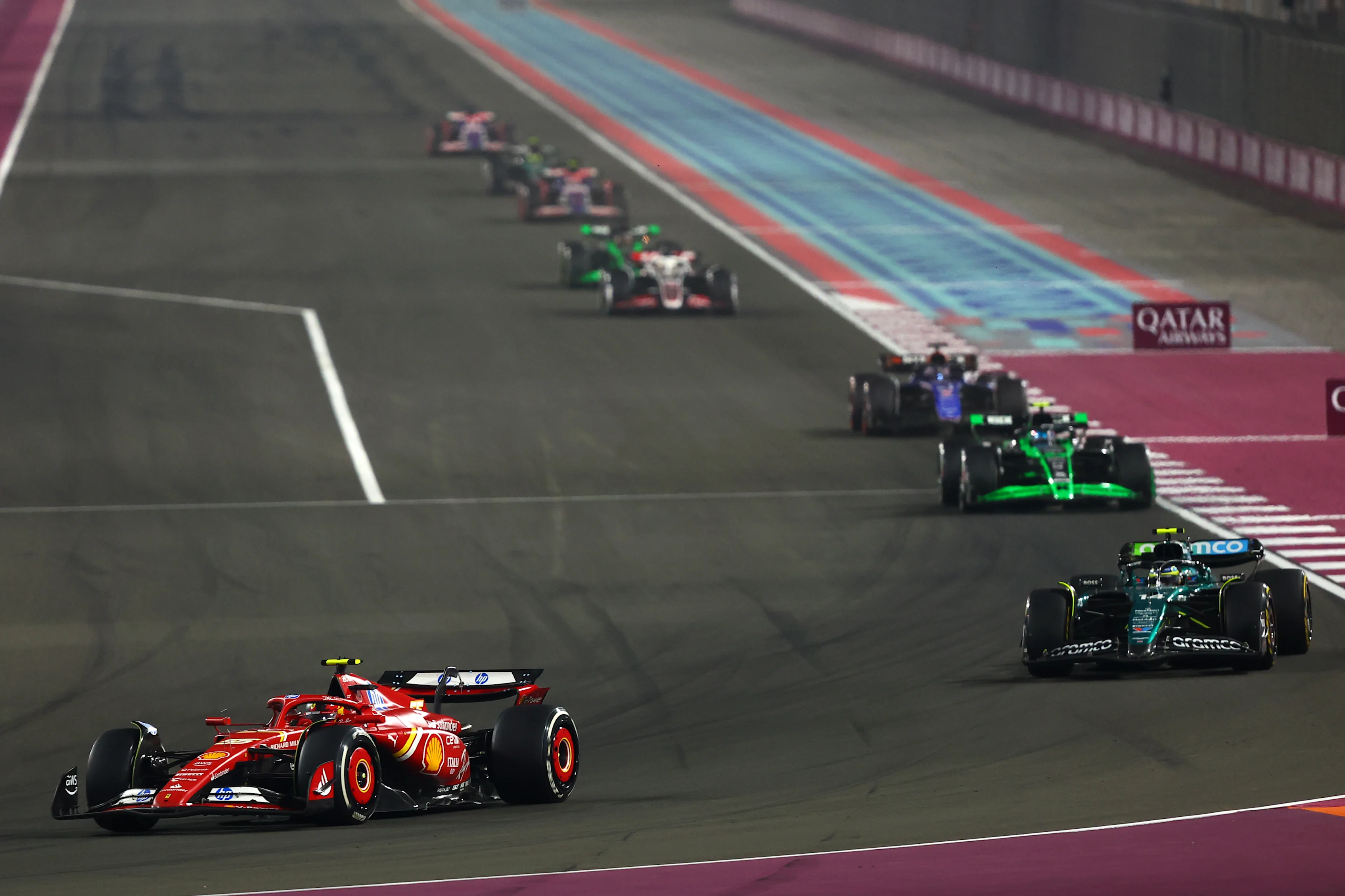 LUSAIL CITY, QATAR - DECEMBER 01: Carlos Sainz of Spain driving (55) the Ferrari SF-24 on track during the F1 Grand Prix of Qatar at Lusail International Circuit on December 01, 2024 in Lusail City, Qatar. (Photo by Joe Portlock/Getty Images)