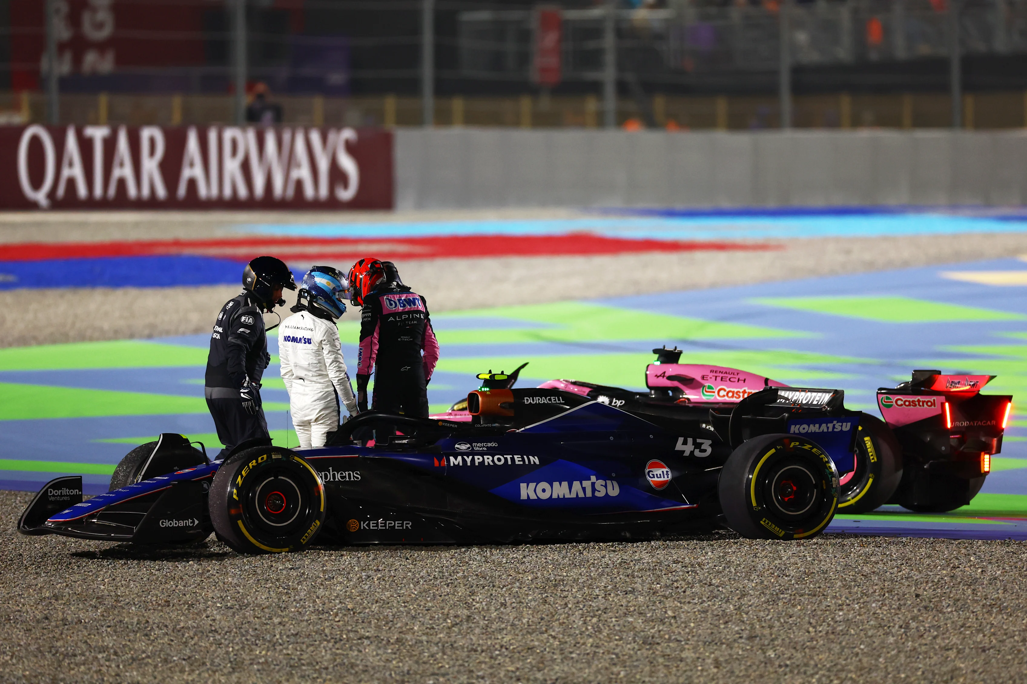 LUSAIL CITY, QATAR - DECEMBER 01: Esteban Ocon of France and Alpine F1 and Franco Colapinto of