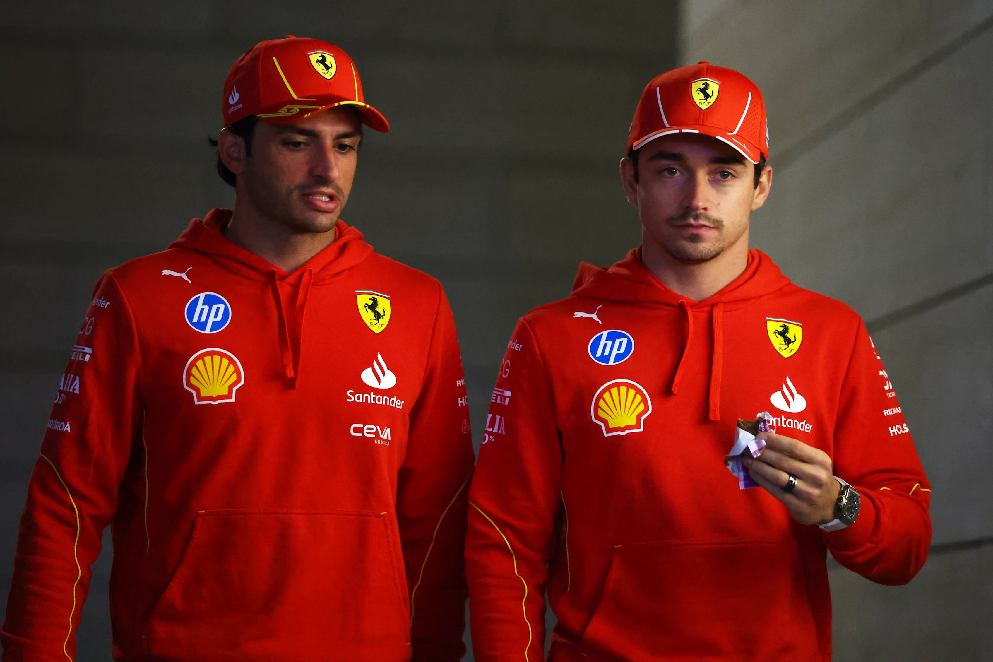 LUSAIL CITY, QATAR - NOVEMBER 28: Carlos Sainz of Spain and Ferrari nd Charles Leclerc of Monaco