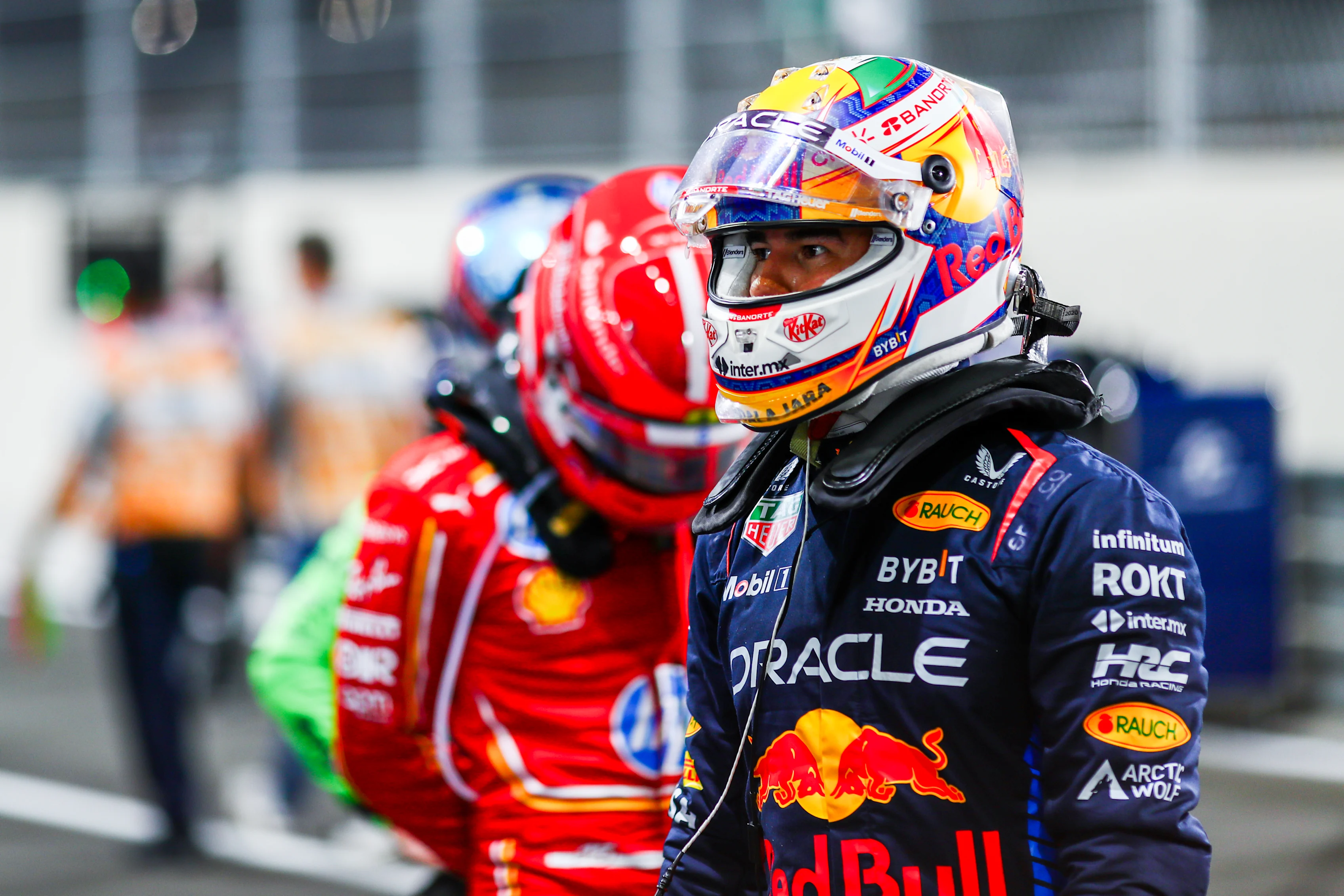 LUSAIL CITY, QATAR - NOVEMBER 30: Sergio Perez of Mexico and Oracle Red Bull Racing in parc ferme
