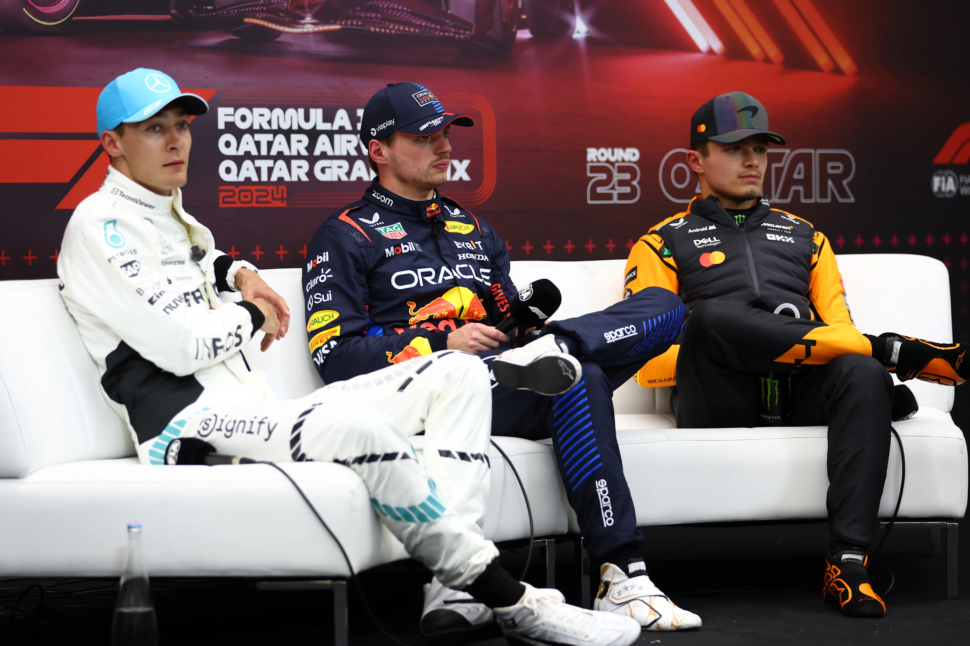 LUSAIL CITY, QATAR - NOVEMBER 30: Pole position qualifier Max Verstappen of the Netherlands and