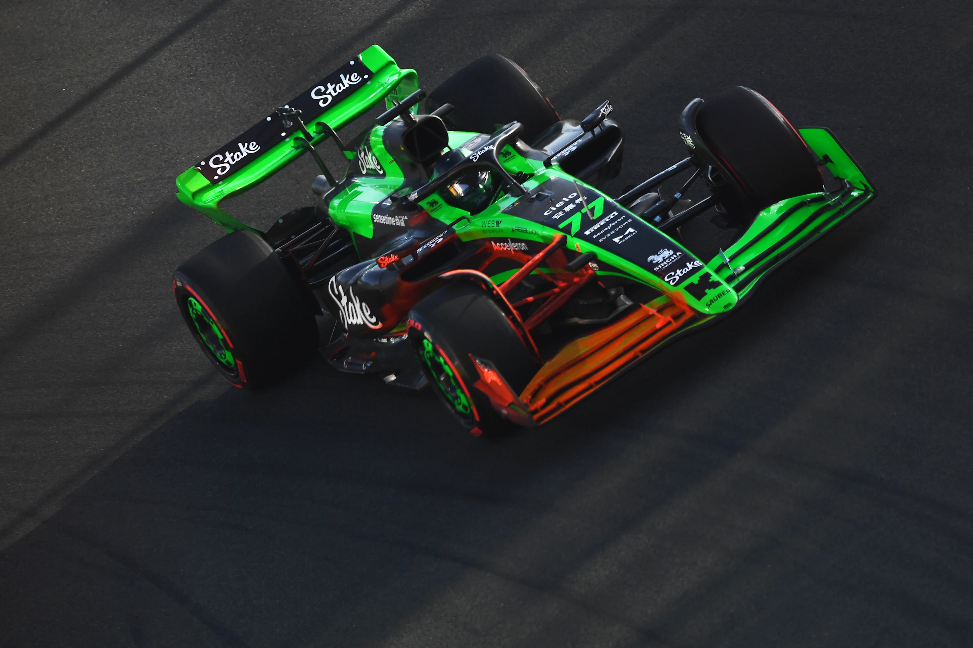JEDDAH, SAUDI ARABIA - MARCH 07: Valtteri Bottas of Finland driving the (77) Kick Sauber C44 Ferrari on track during practice ahead of the F1 Grand Prix of Saudi Arabia at Jeddah Corniche Circuit on March 07, 2024 in Jeddah, Saudi Arabia. (Photo by Rudy Carezzevoli/Getty Images)