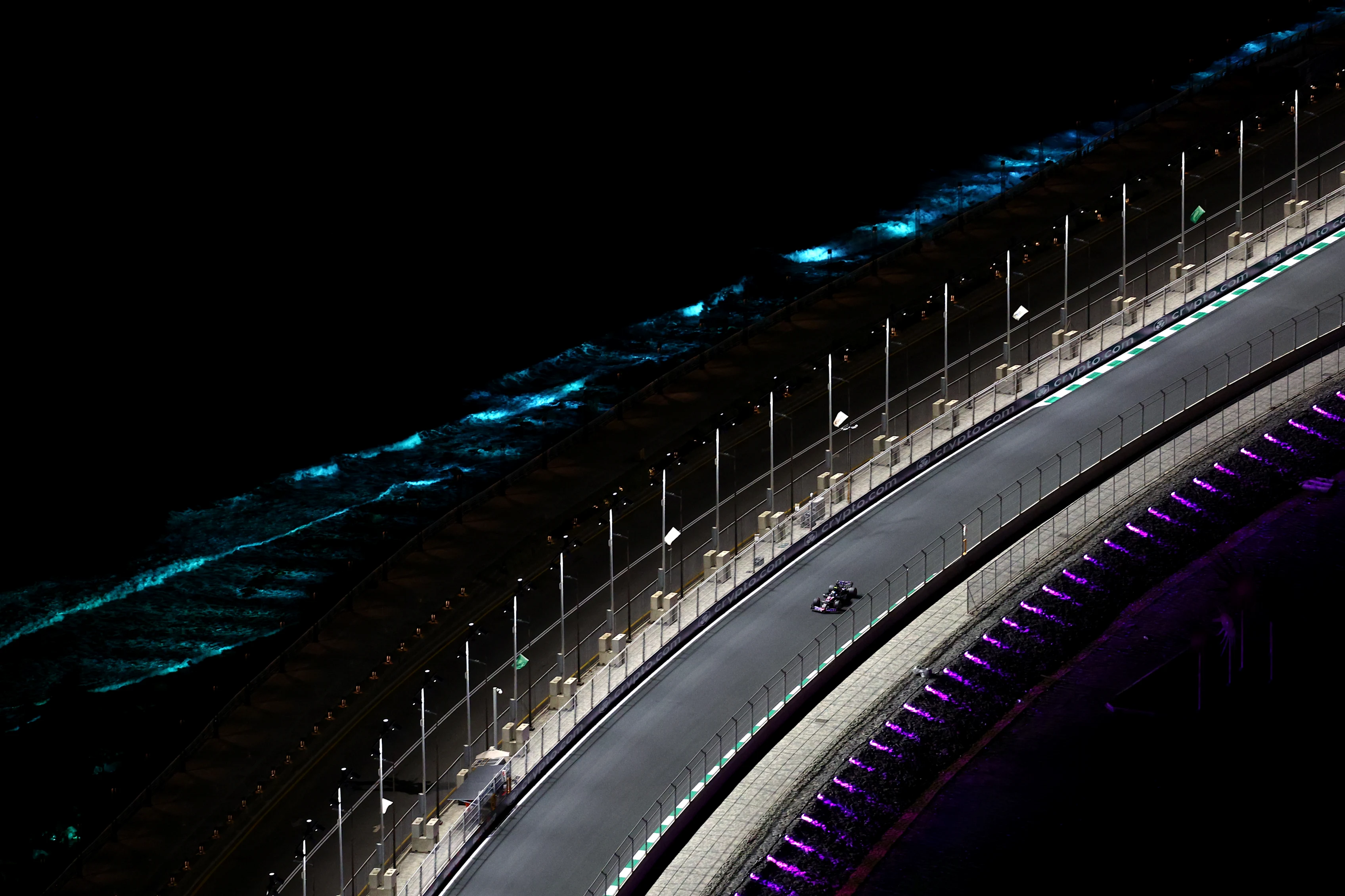 JEDDAH, SAUDI ARABIA - MARCH 08: Pierre Gasly of France driving the (10) Alpine F1 A524 Renault on track during qualifying ahead of the F1 Grand Prix of Saudi Arabia at Jeddah Corniche Circuit on March 08, 2024 in Jeddah, Saudi Arabia. (Photo by Clive Rose/Getty Images)