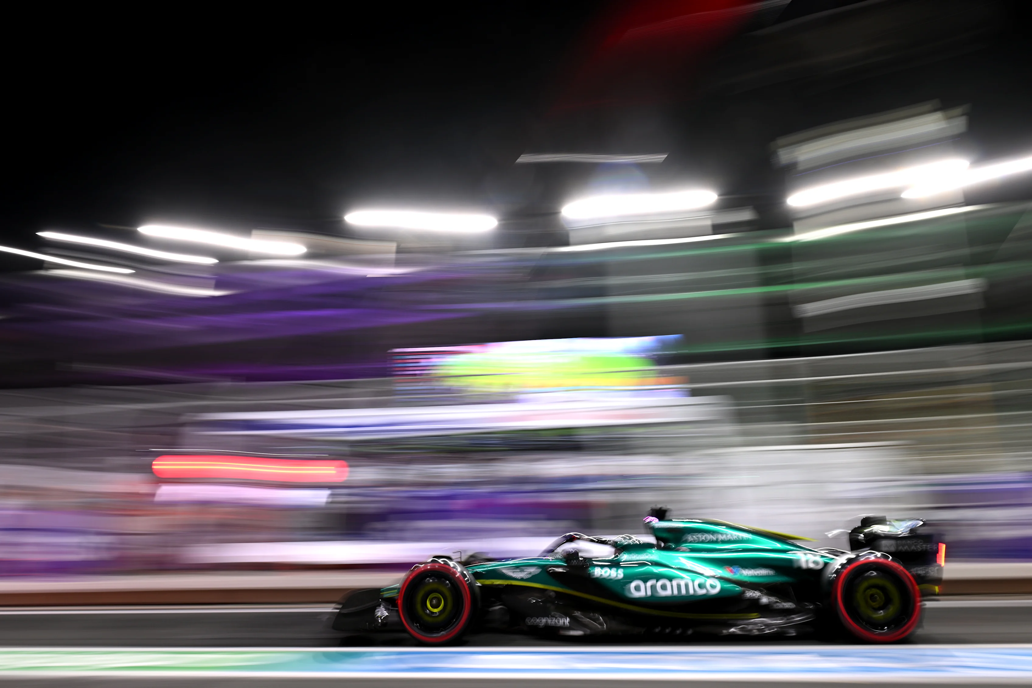JEDDAH, SAUDI ARABIA - MARCH 08: Lance Stroll of Canada driving the (18) Aston Martin AMR24