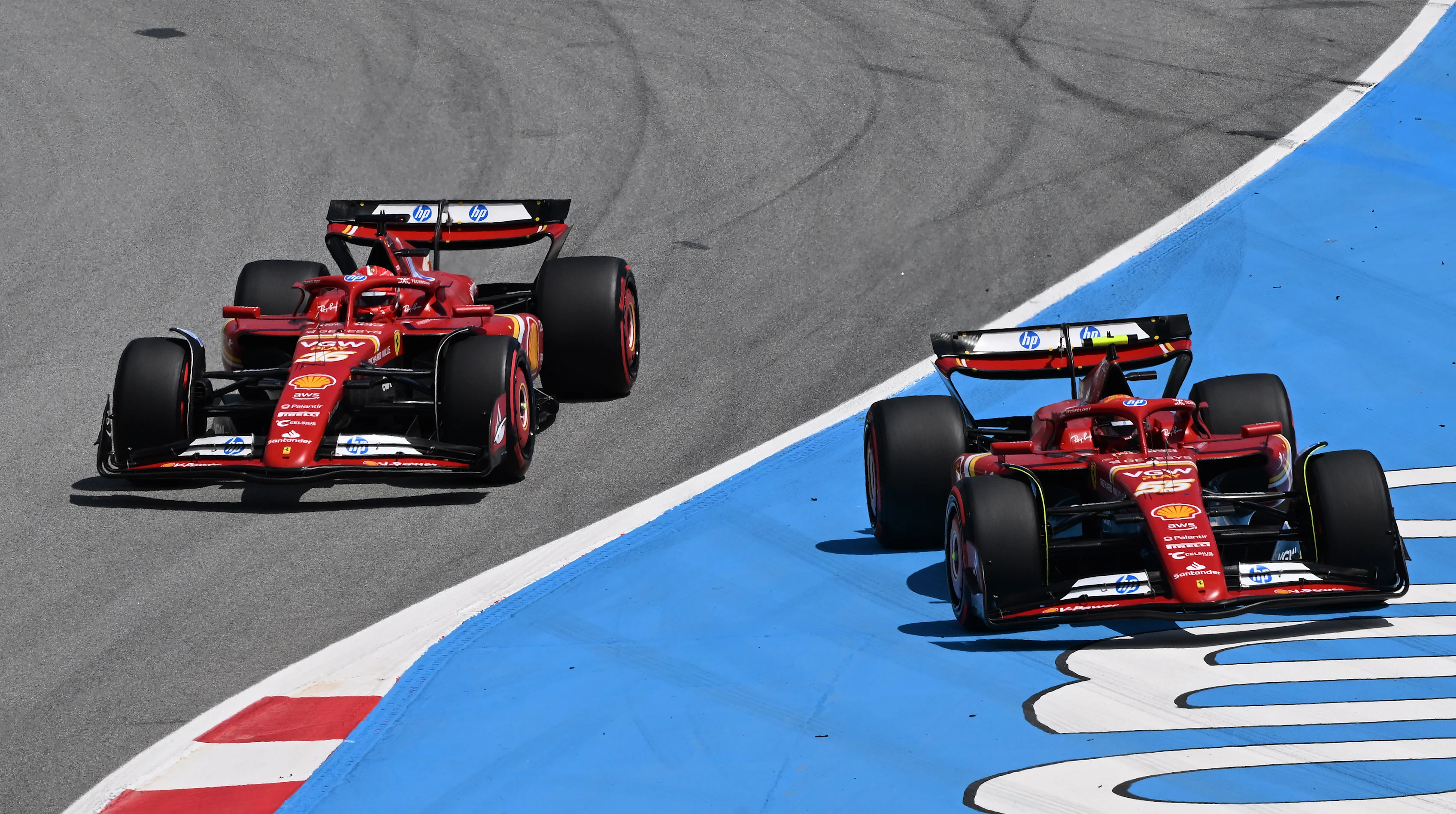 BARCELONA, SPAIN - JUNE 23: Carlos Sainz of Spain driving (55) the Ferrari SF-24 and Charles