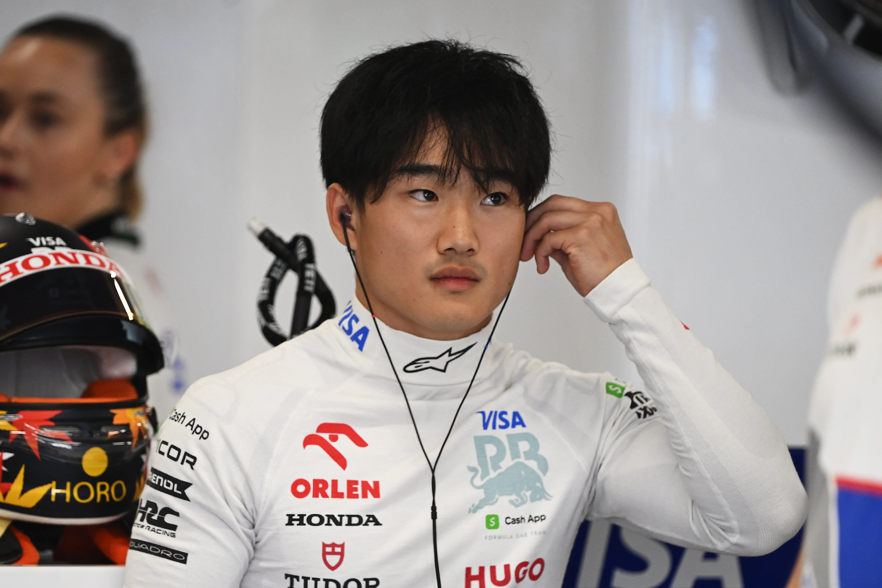 BARCELONA, SPAIN - JUNE 21: Yuki Tsunoda of Japan and Visa Cash App RB prepares to drive in the garage during practice ahead of the F1 Grand Prix of Spain at Circuit de Barcelona-Catalunya on June 21, 2024 in Barcelona, Spain. (Photo by Mark Sutton - Formula 1/Formula 1 via Getty Images)