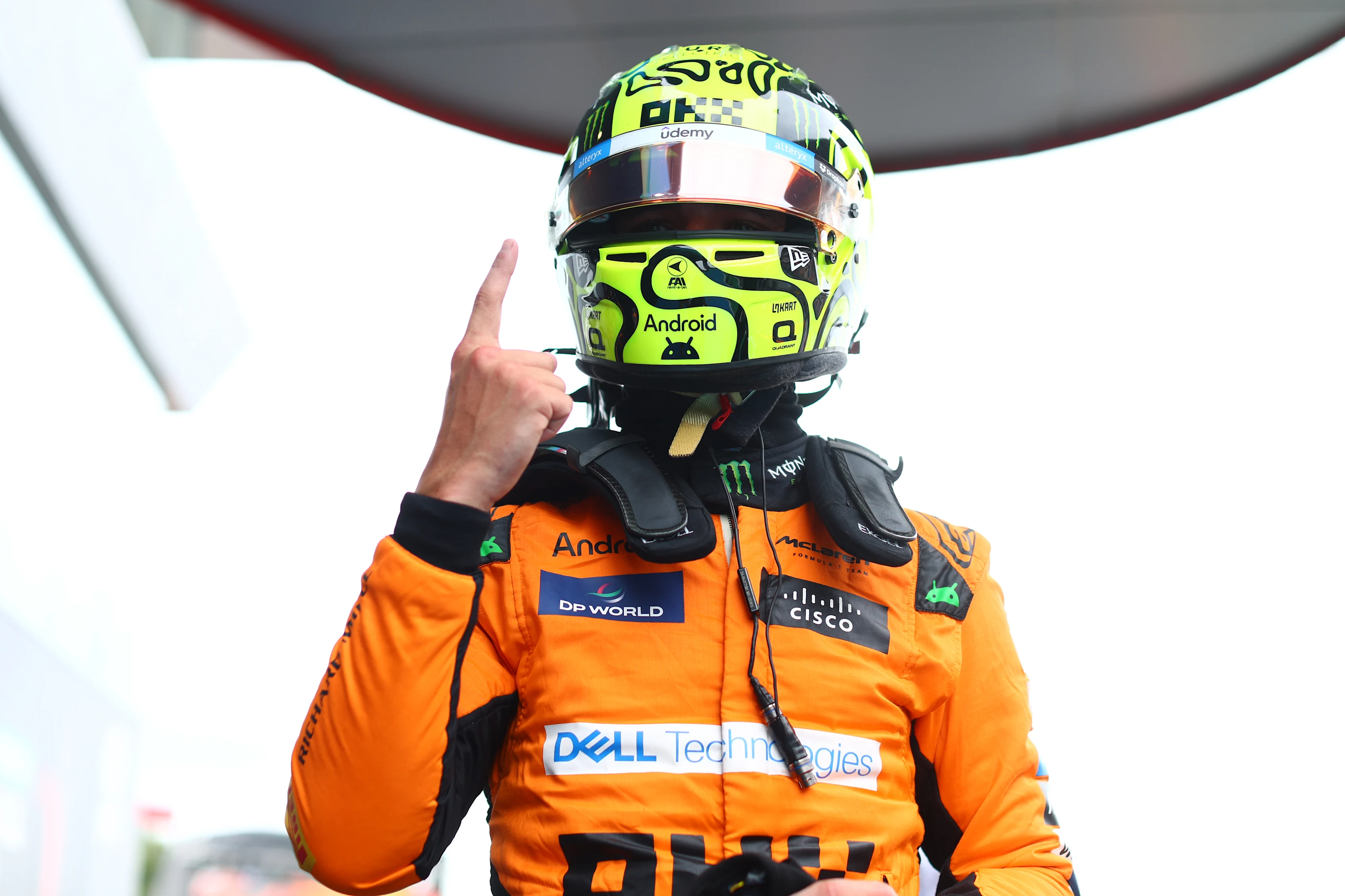 BARCELONA, SPAIN - JUNE 22: Pole position qualifier Lando Norris of Great Britain and McLaren