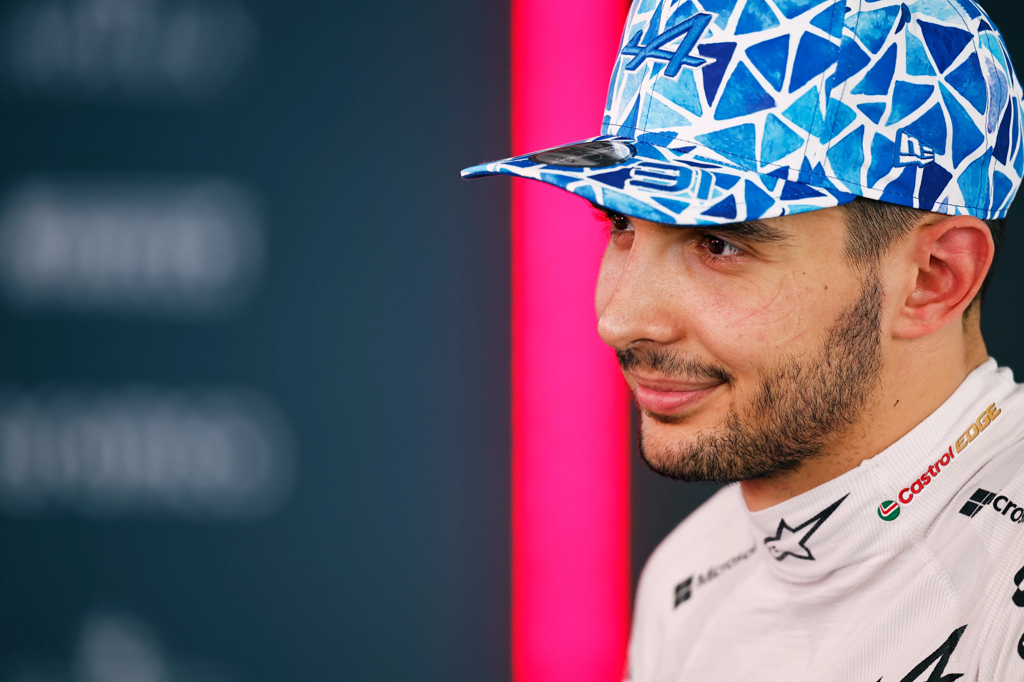 BARCELONA, SPAIN - JUNE 22: 9th placed qualifier Esteban Ocon of France and Alpine F1 talks to the media in the Paddock after qualifying ahead of the F1 Grand Prix of Spain at Circuit de Barcelona-Catalunya on June 22, 2024 in Barcelona, Spain. (Photo by Chris Graythen/Getty Images)