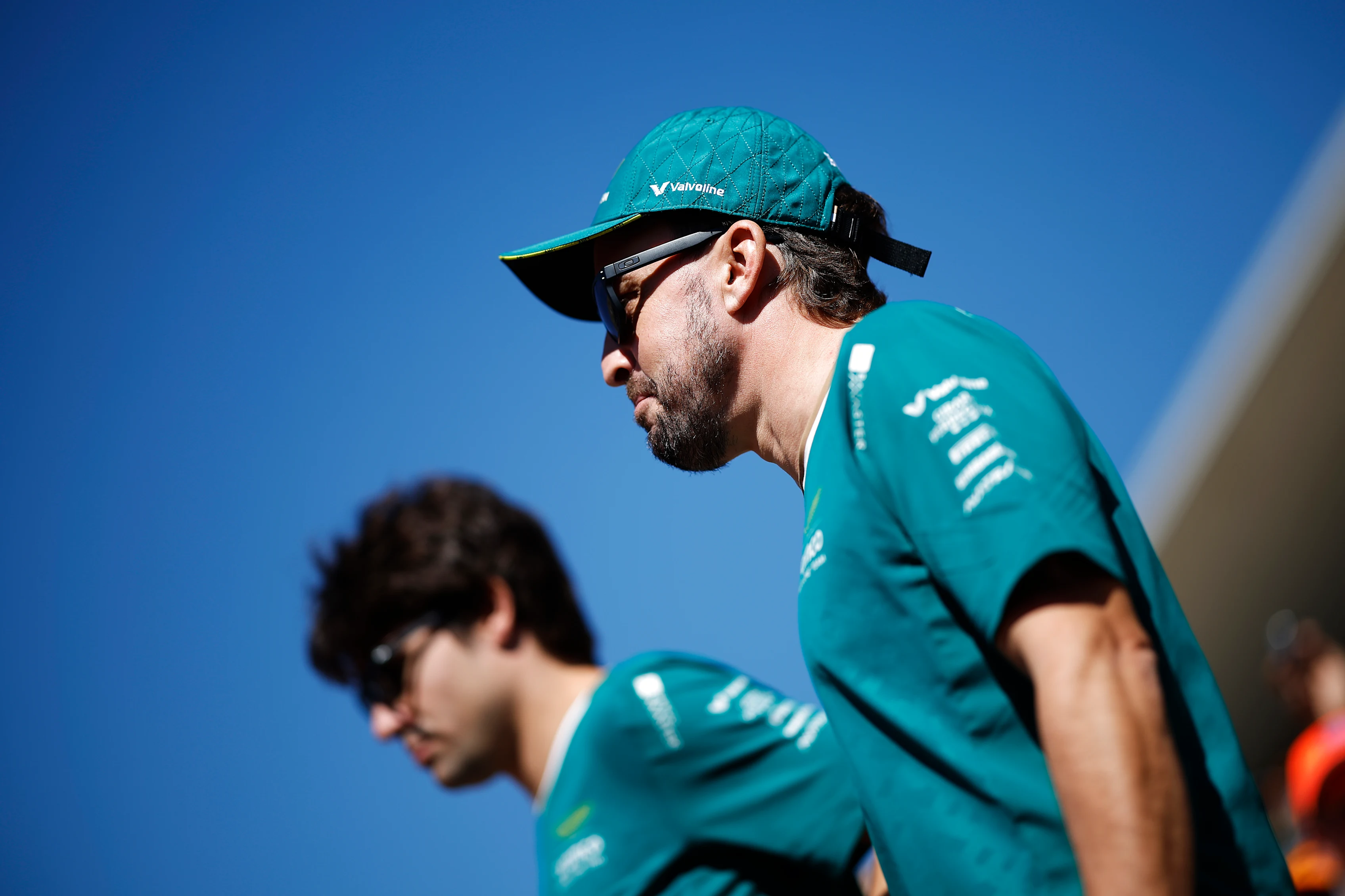 AUSTIN, TEXAS - OCTOBER 20: Fernando Alonso of Spain and Aston Martin F1 Team looks on from the drivers parade prior to the F1 Grand Prix of United States at Circuit of The Americas on October 20, 2024 in Austin, Texas. (Photo by Chris Graythen/Getty Images)