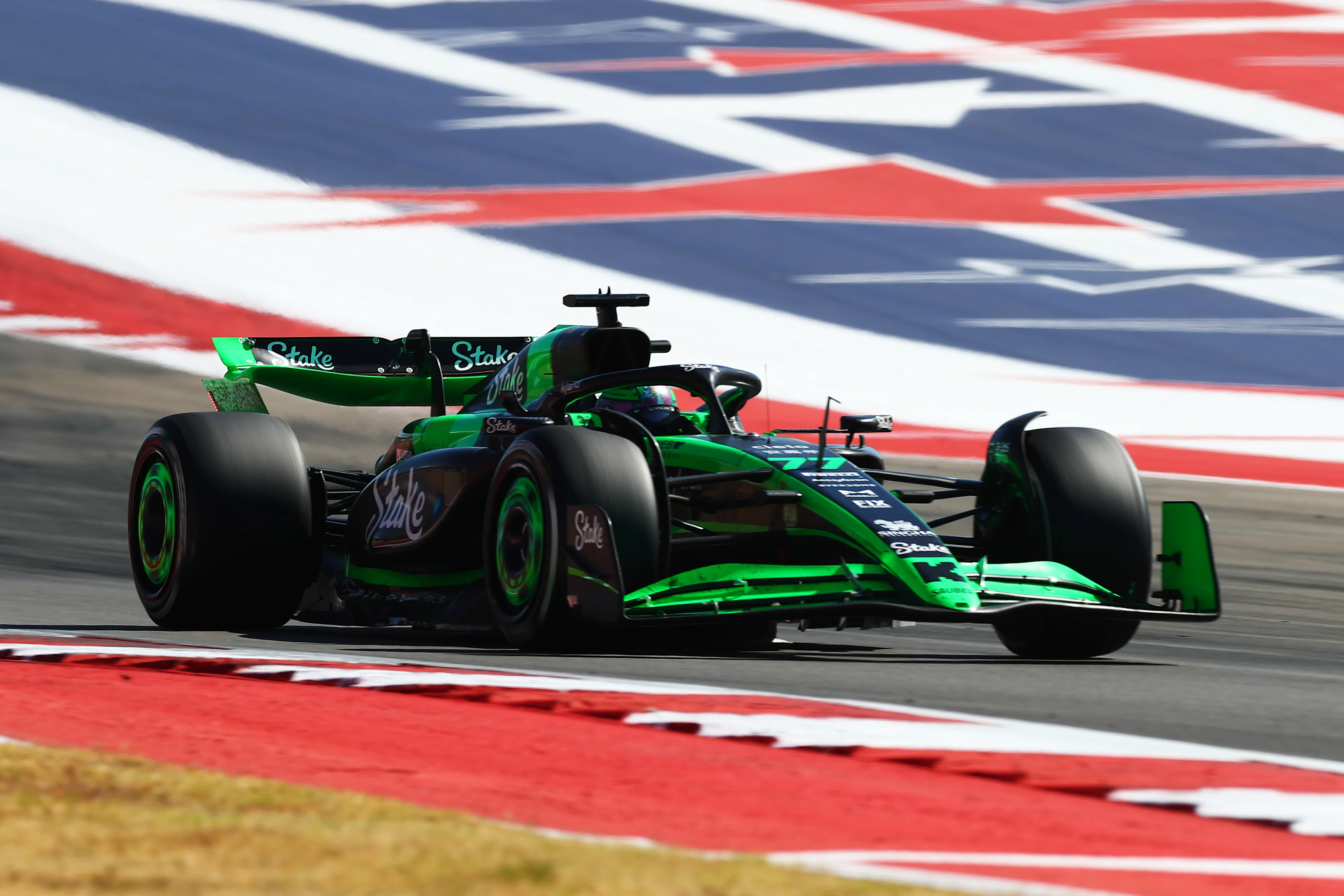 AUSTIN, TEXAS - OCTOBER 20: Valtteri Bottas of Finland driving the (77) Kick Sauber C44 Ferrari on track during the F1 Grand Prix of United States at Circuit of The Americas on October 20, 2024 in Austin, Texas. (Photo by Peter Fox - Formula 1/Formula 1 via Getty Images)