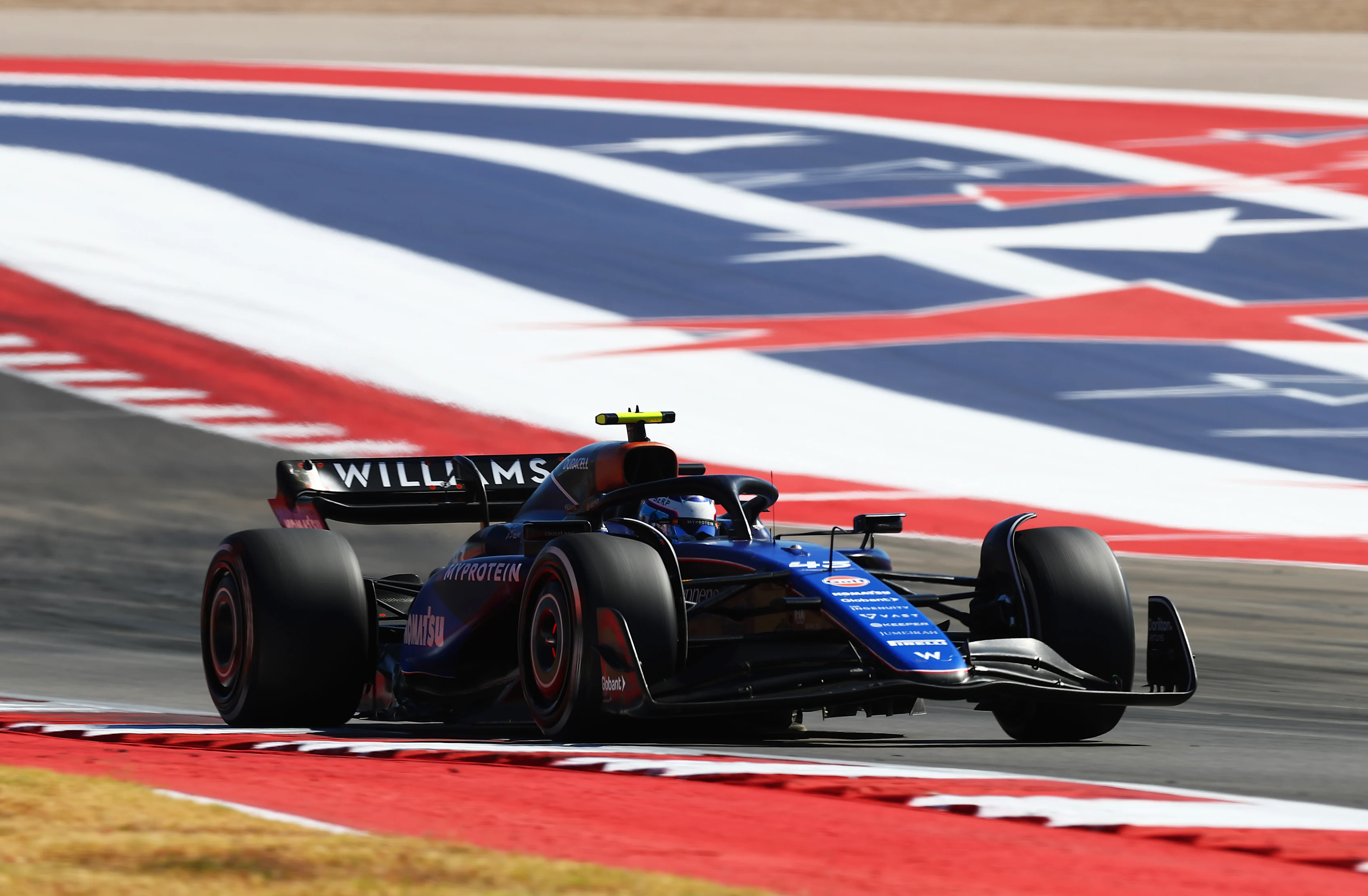 AUSTIN, TEXAS - OCTOBER 20: Franco Colapinto of Argentina driving the (45) Williams FW45 Mercedes on track during the F1 Grand Prix of United States at Circuit of The Americas on October 20, 2024 in Austin, Texas. (Photo by Peter Fox - Formula 1/Formula 1 via Getty Images)