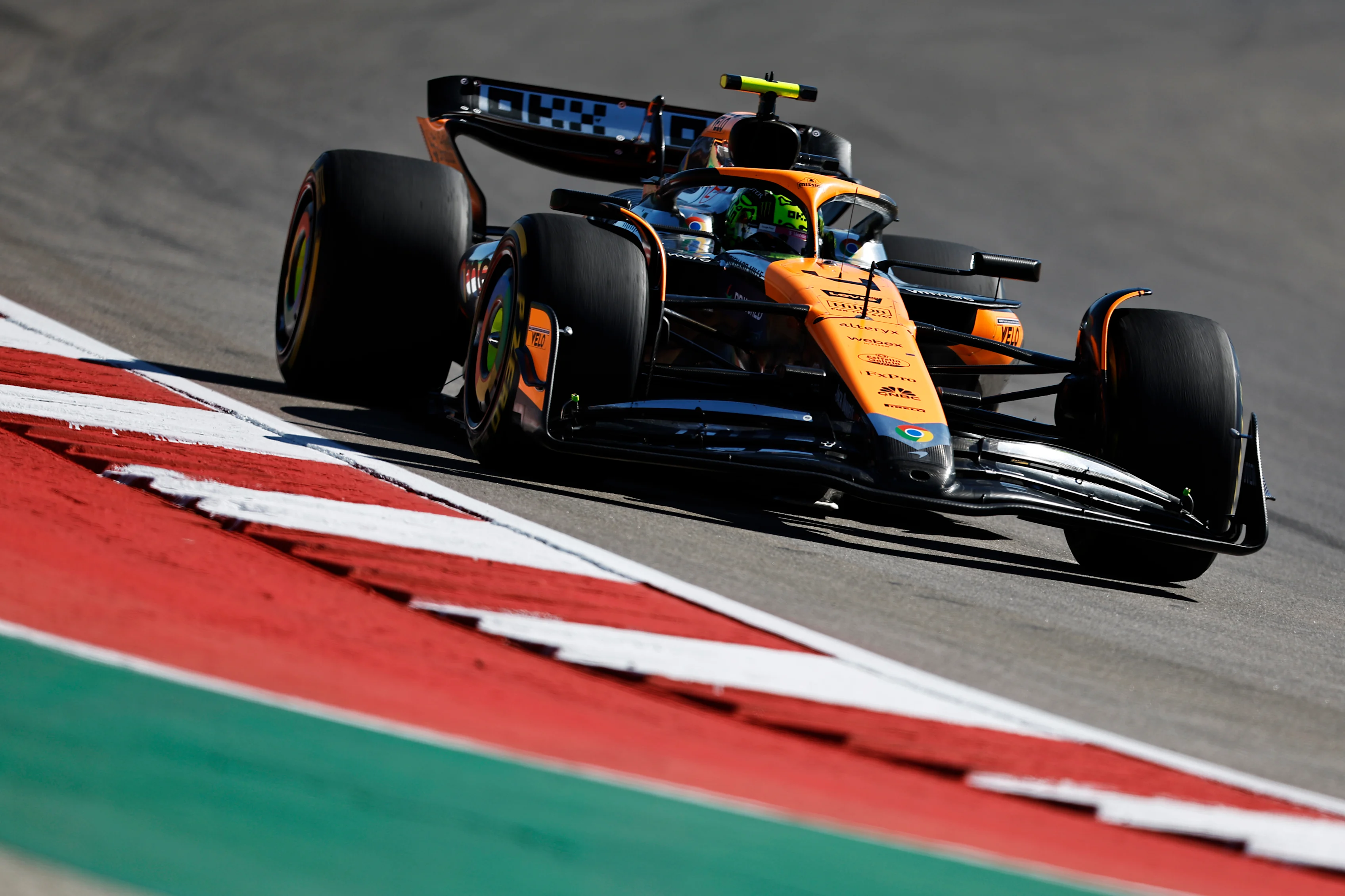 AUSTIN, TEXAS - OCTOBER 20: Lando Norris of Great Britain driving the (4) McLaren MCL38 Mercedes on